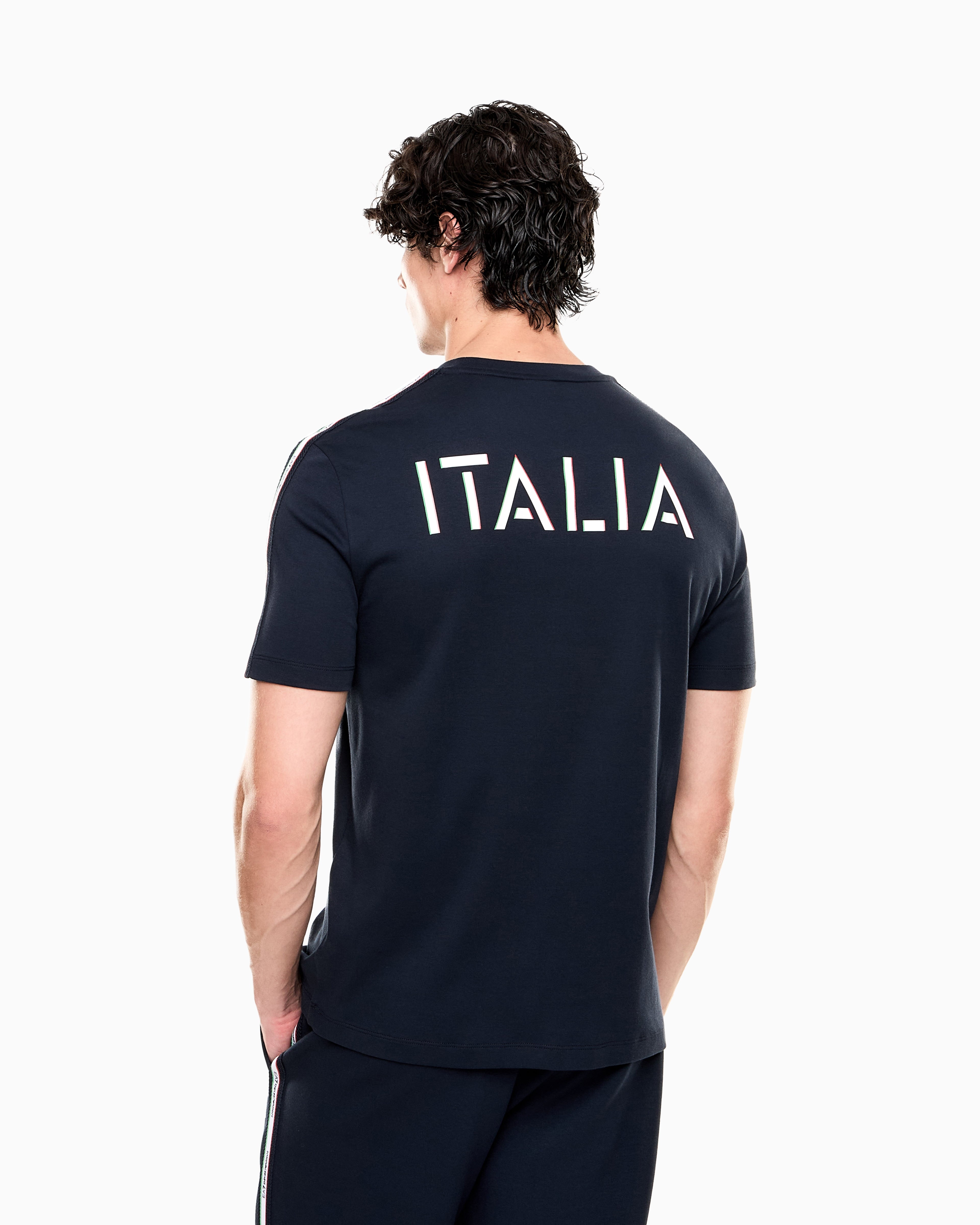 EA7 Italian Spirit cotton-jersey crew-neck T-shirt