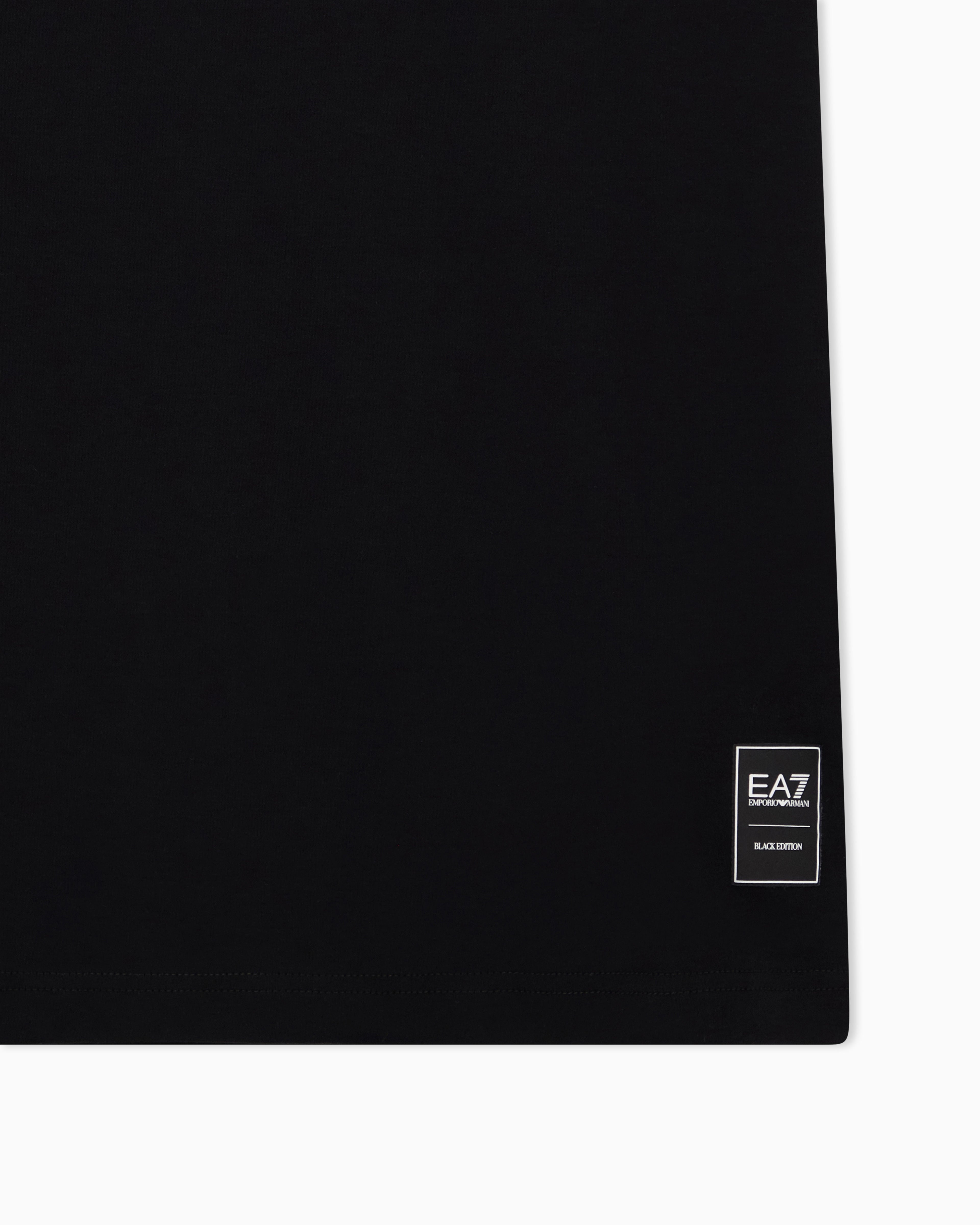 EA7 T-shirt Black & White cotton jersey rib details