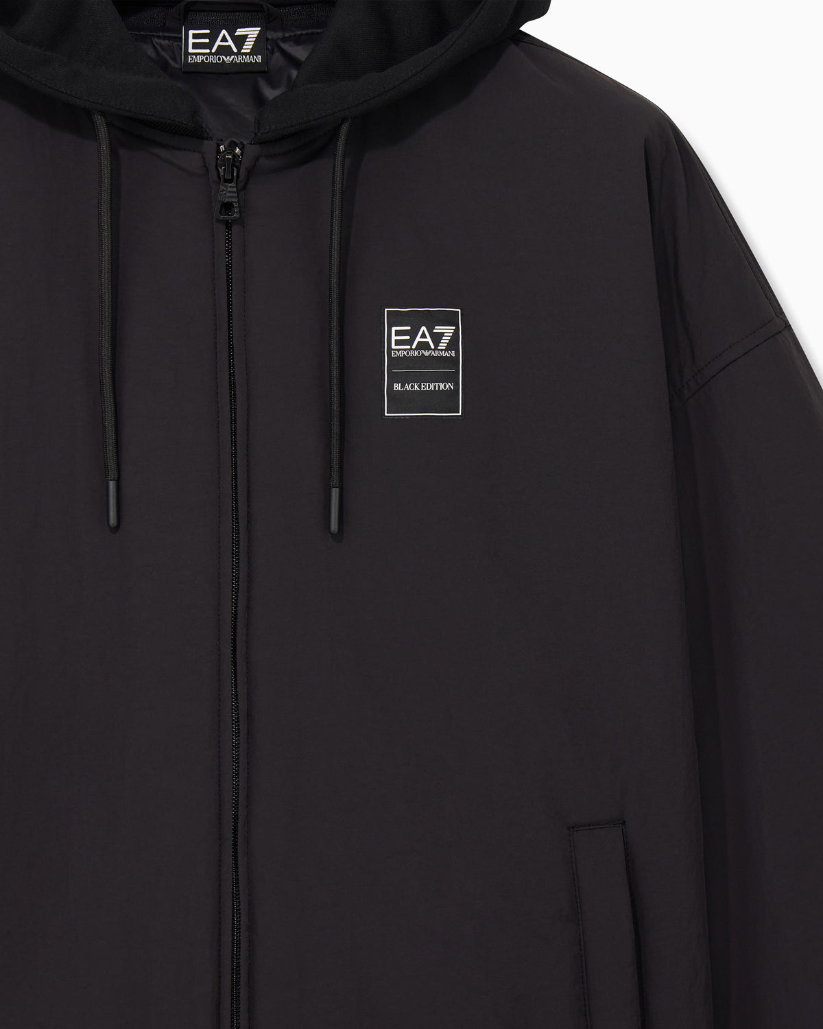 EA7 Blouson jacket Black & White oversized fit with cotton hood