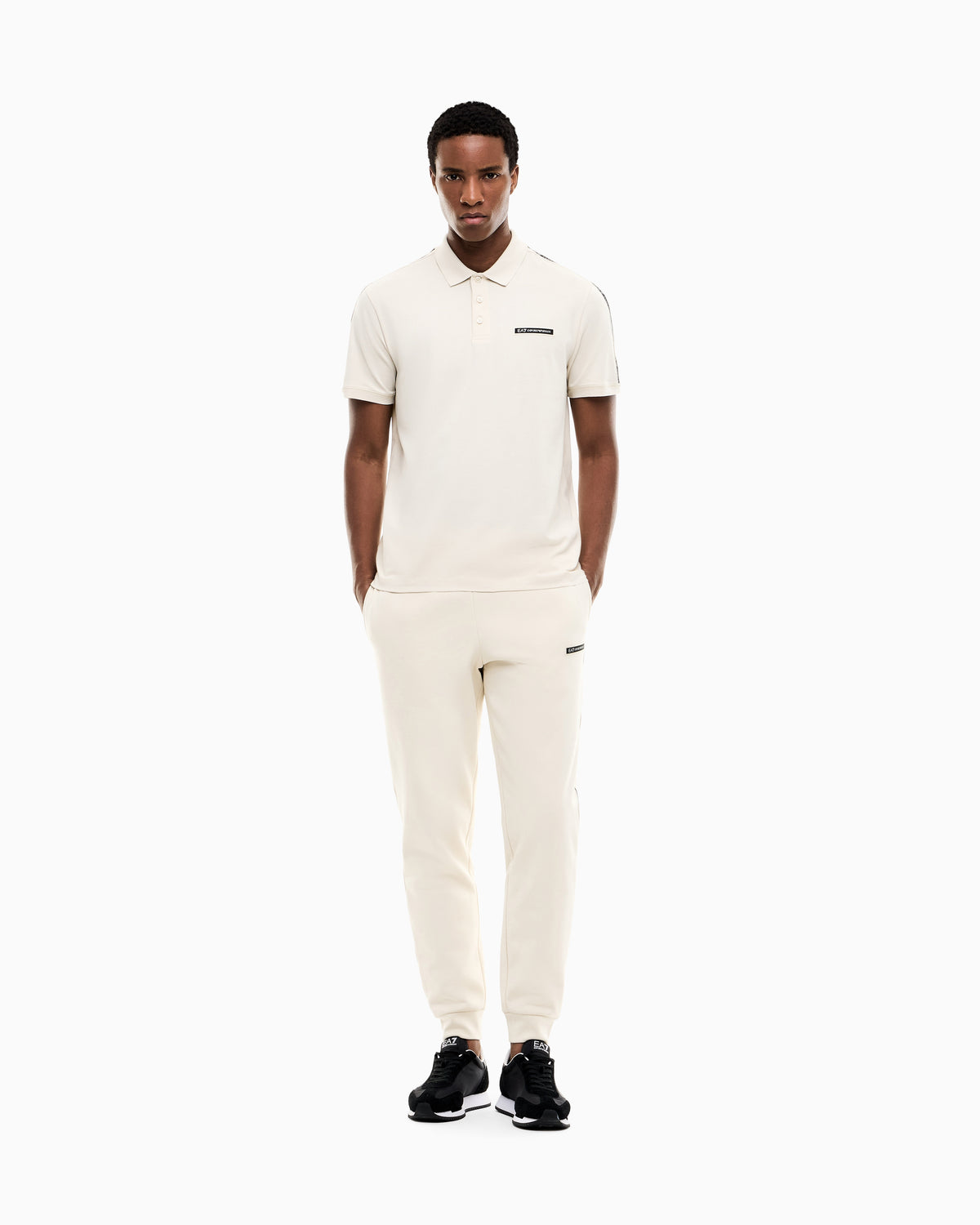 EA7 Slim fit pants Logo Series in cotton jersey with tape