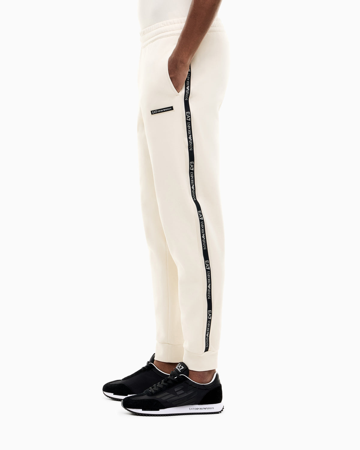EA7 Slim fit pants Logo Series in cotton jersey with tape