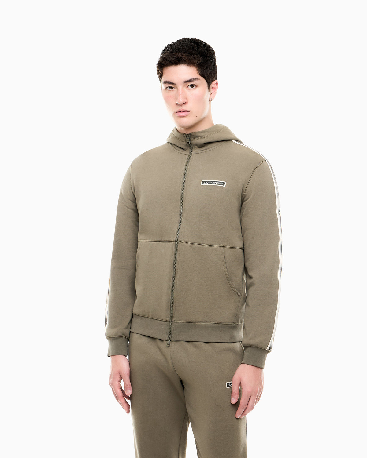 EA7 Slim fit pants Logo Series in cotton jersey with tape