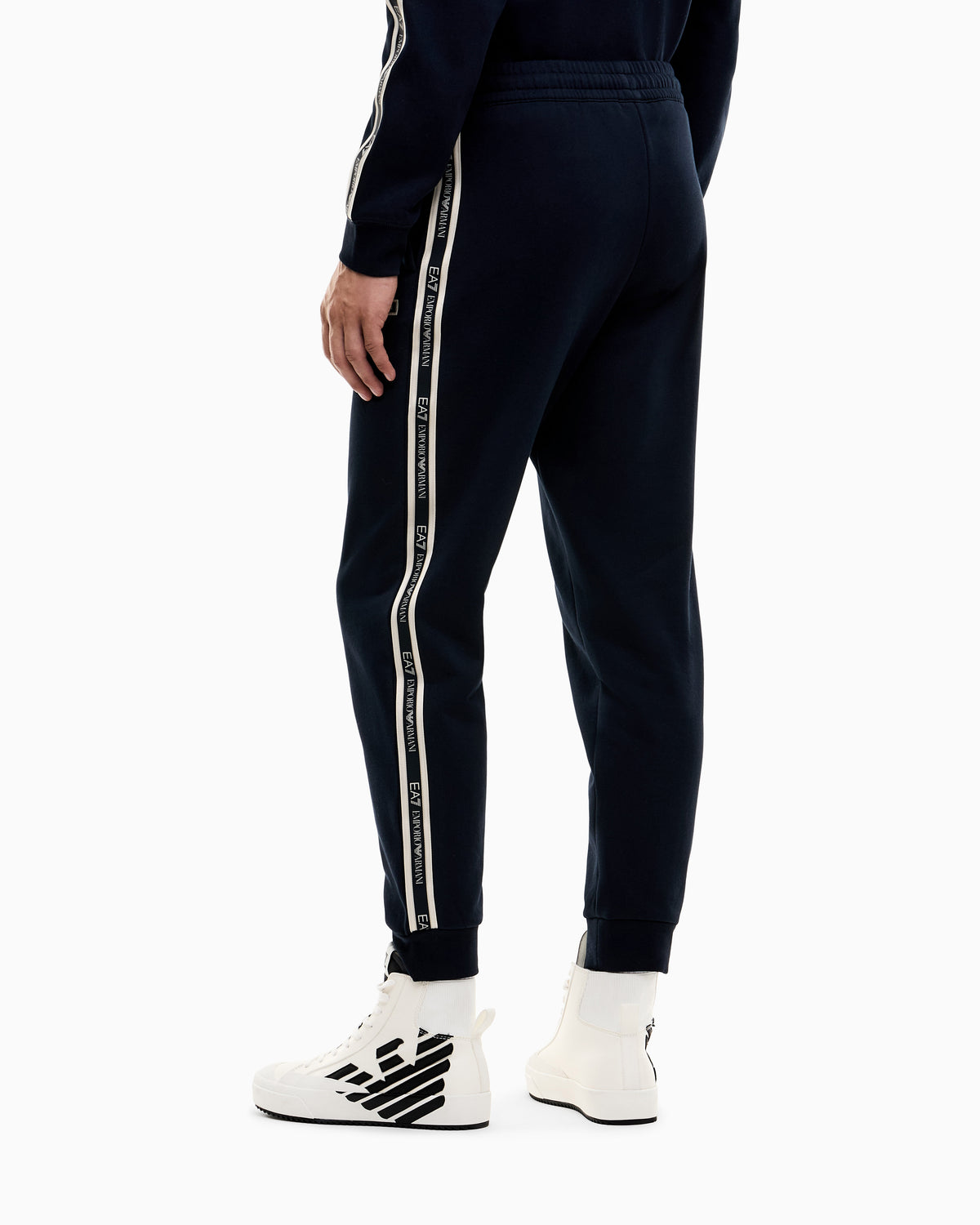 EA7 Slim fit pants Logo Series in cotton jersey with tape