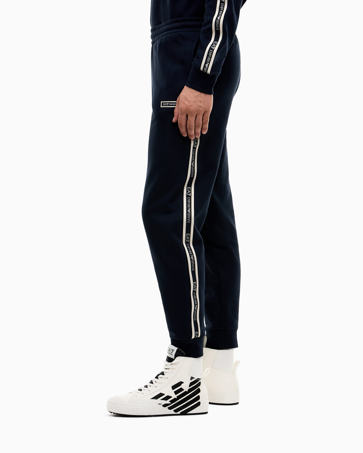 EA7 Slim fit pants Logo Series in cotton jersey with tape