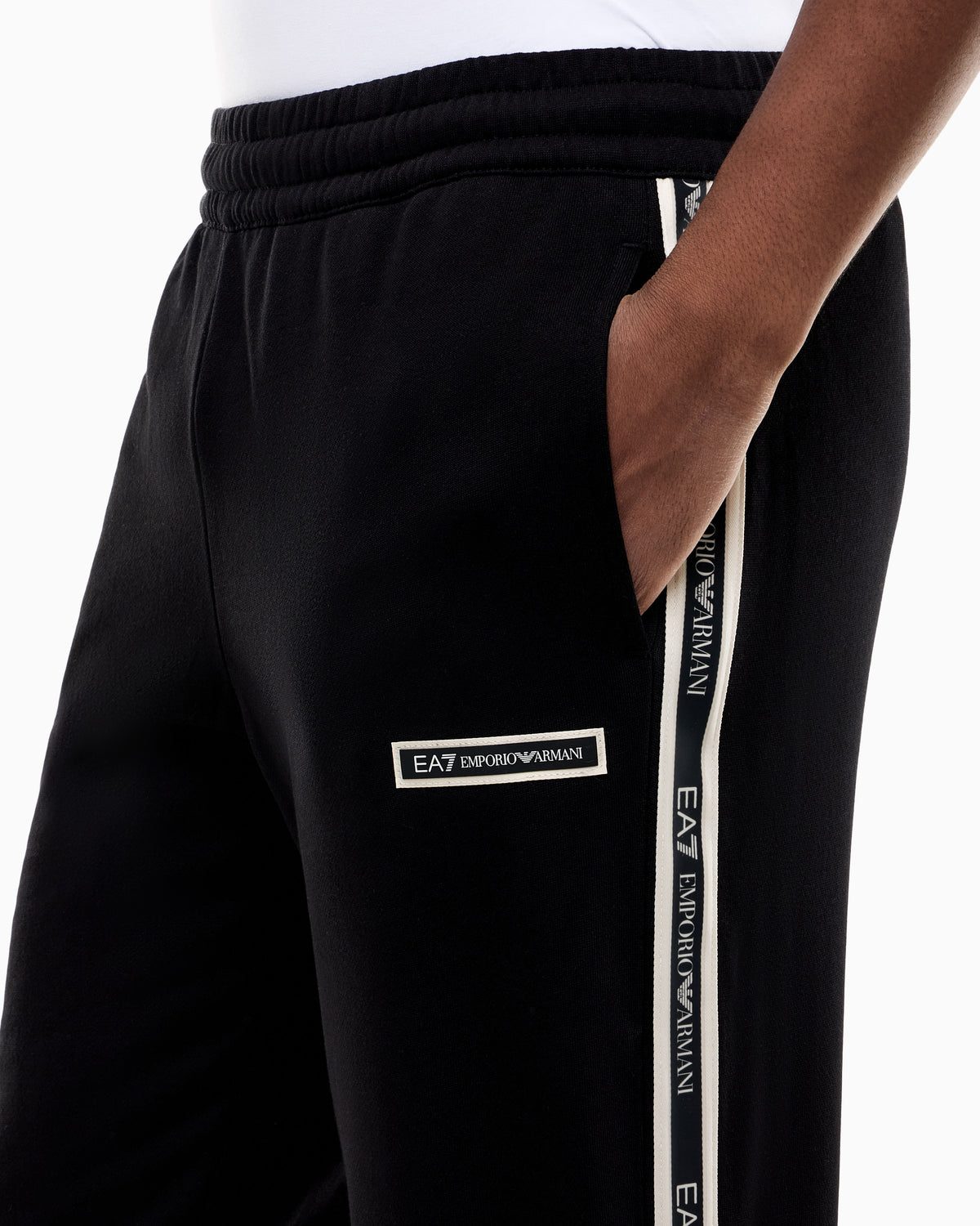 EA7 Slim fit pants Logo Series in cotton jersey with tape
