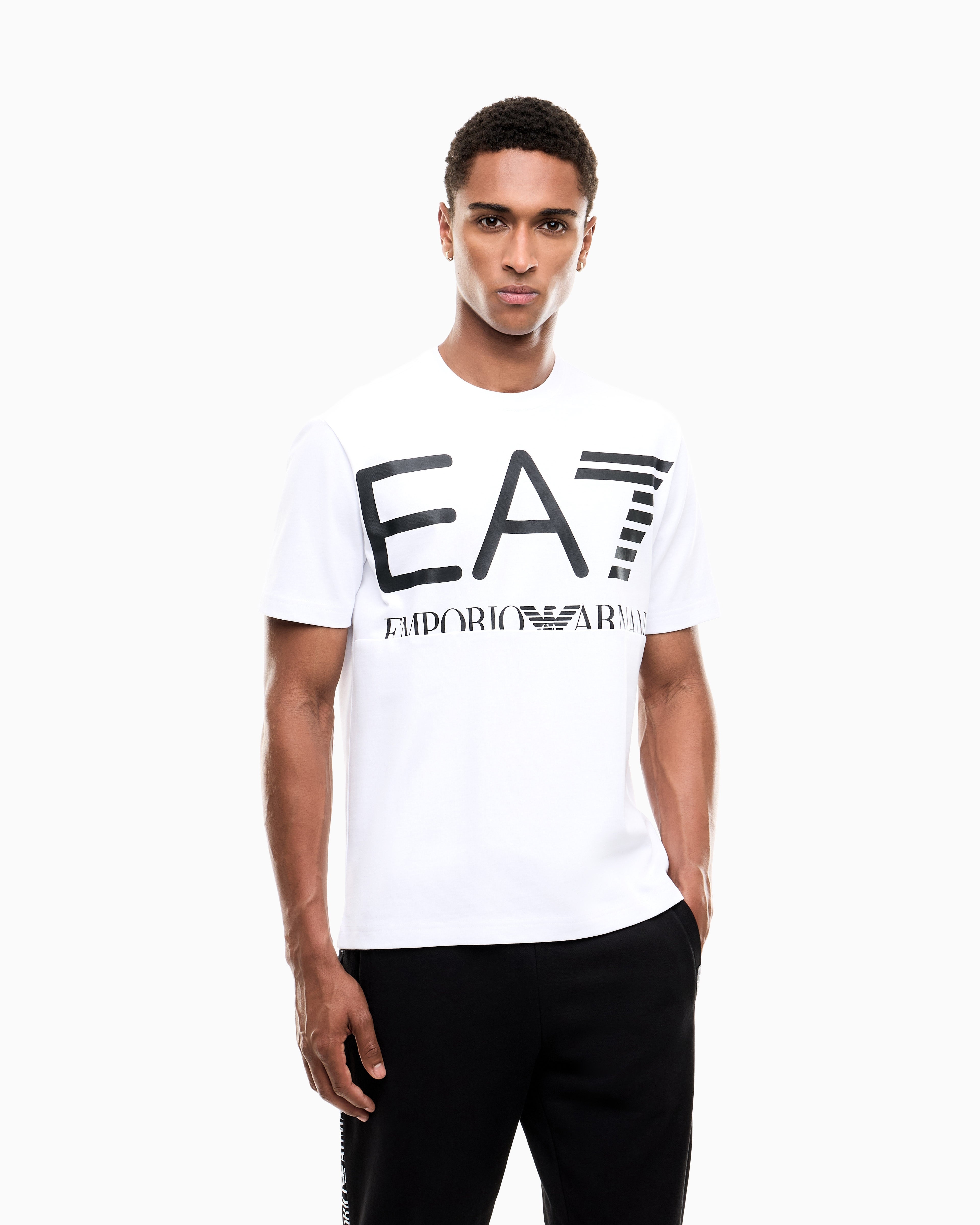 EA7 T-shirt Logo Series in cotton jersey with oversized logo