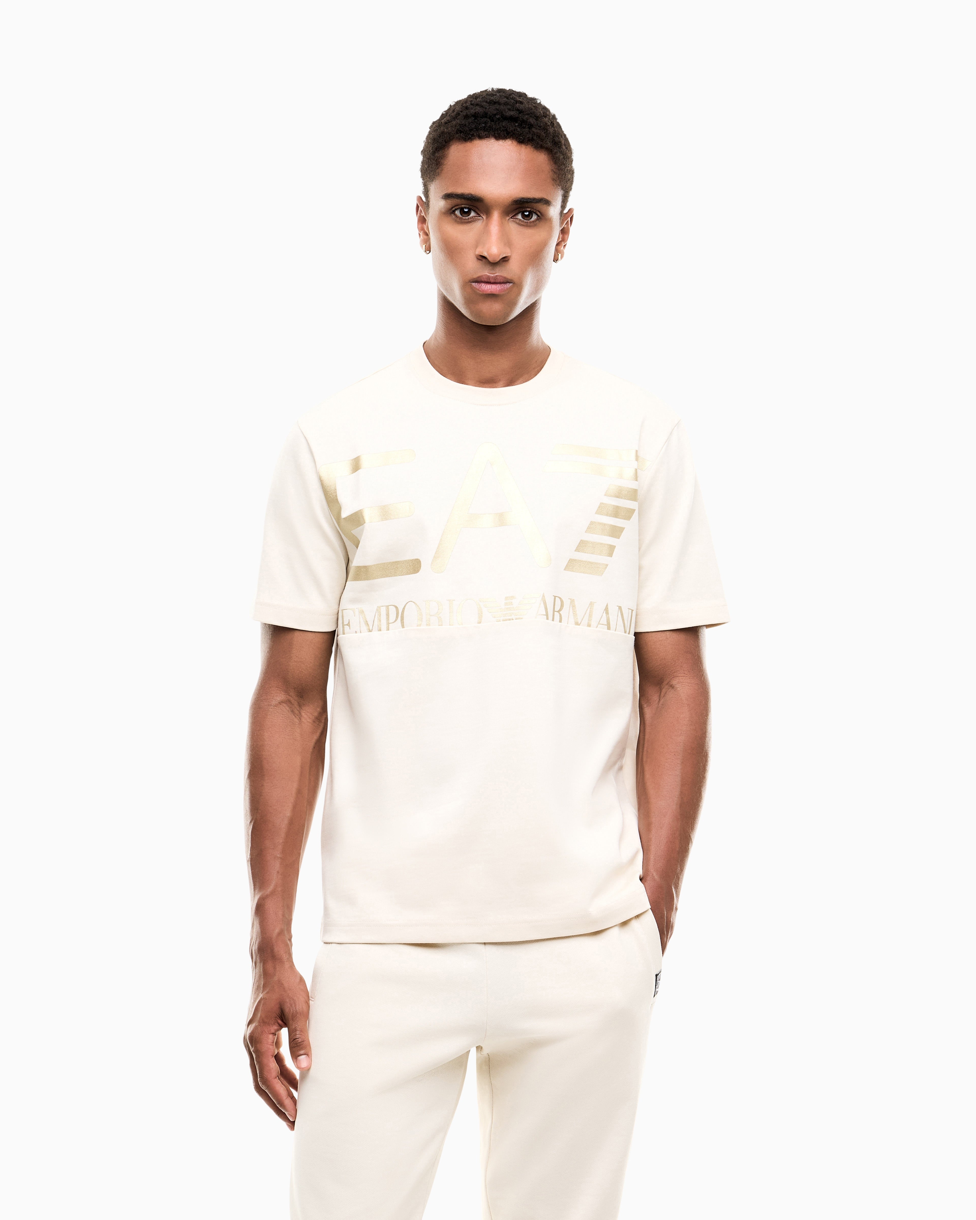 EA7 T-shirt Logo Series in cotton jersey with oversized logo