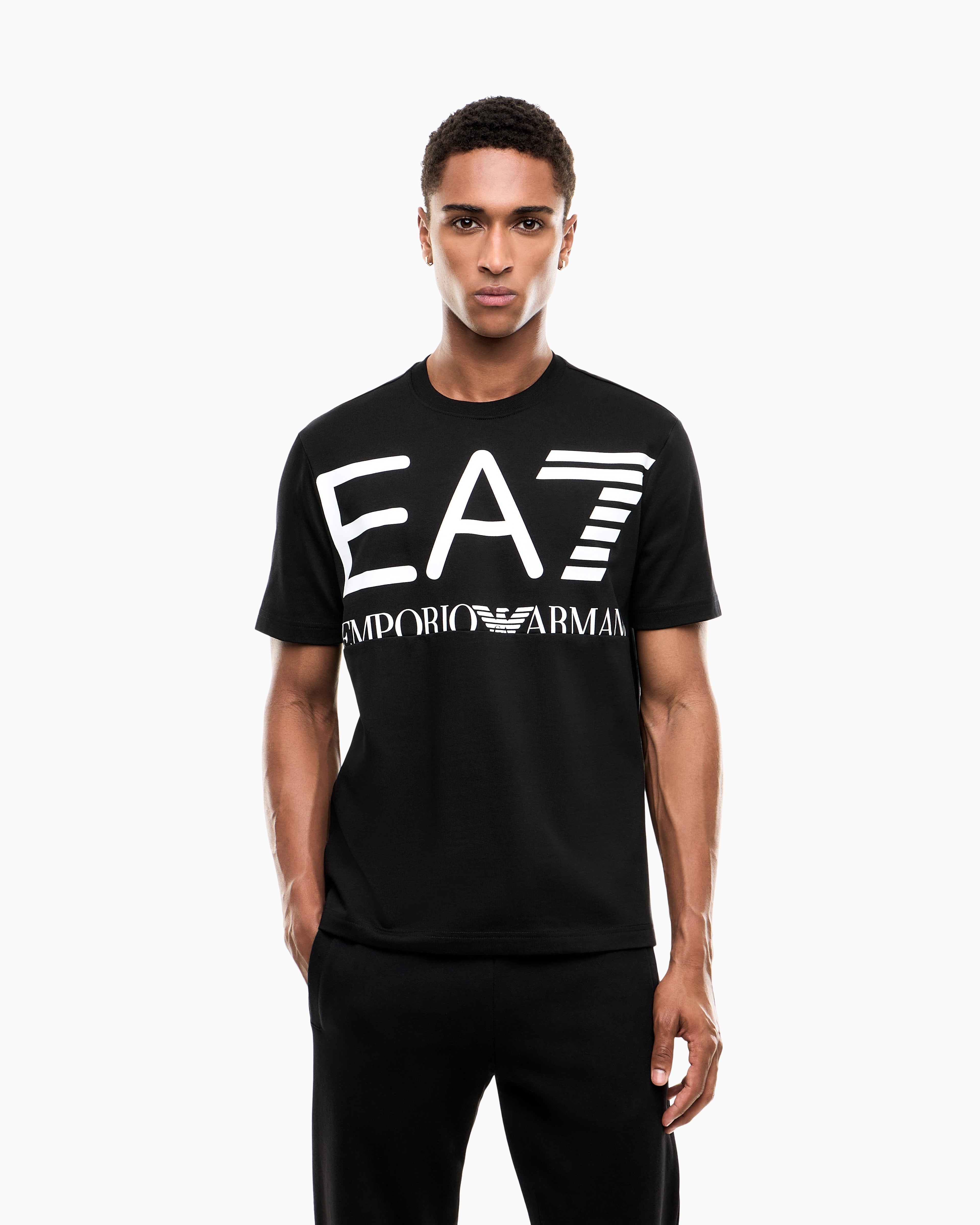 EA7 T-shirt Logo Series in cotton jersey with oversized logo