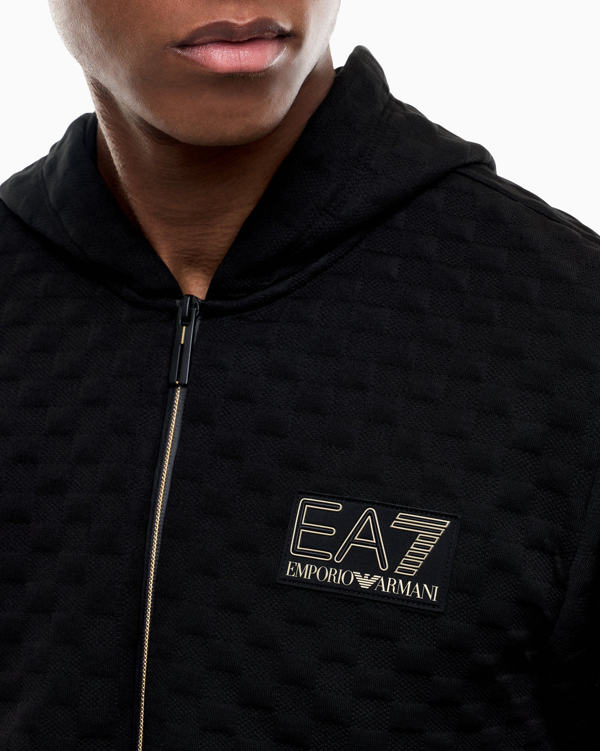 EA7 Hoodie Premium Label regular fit full-zip with rib details