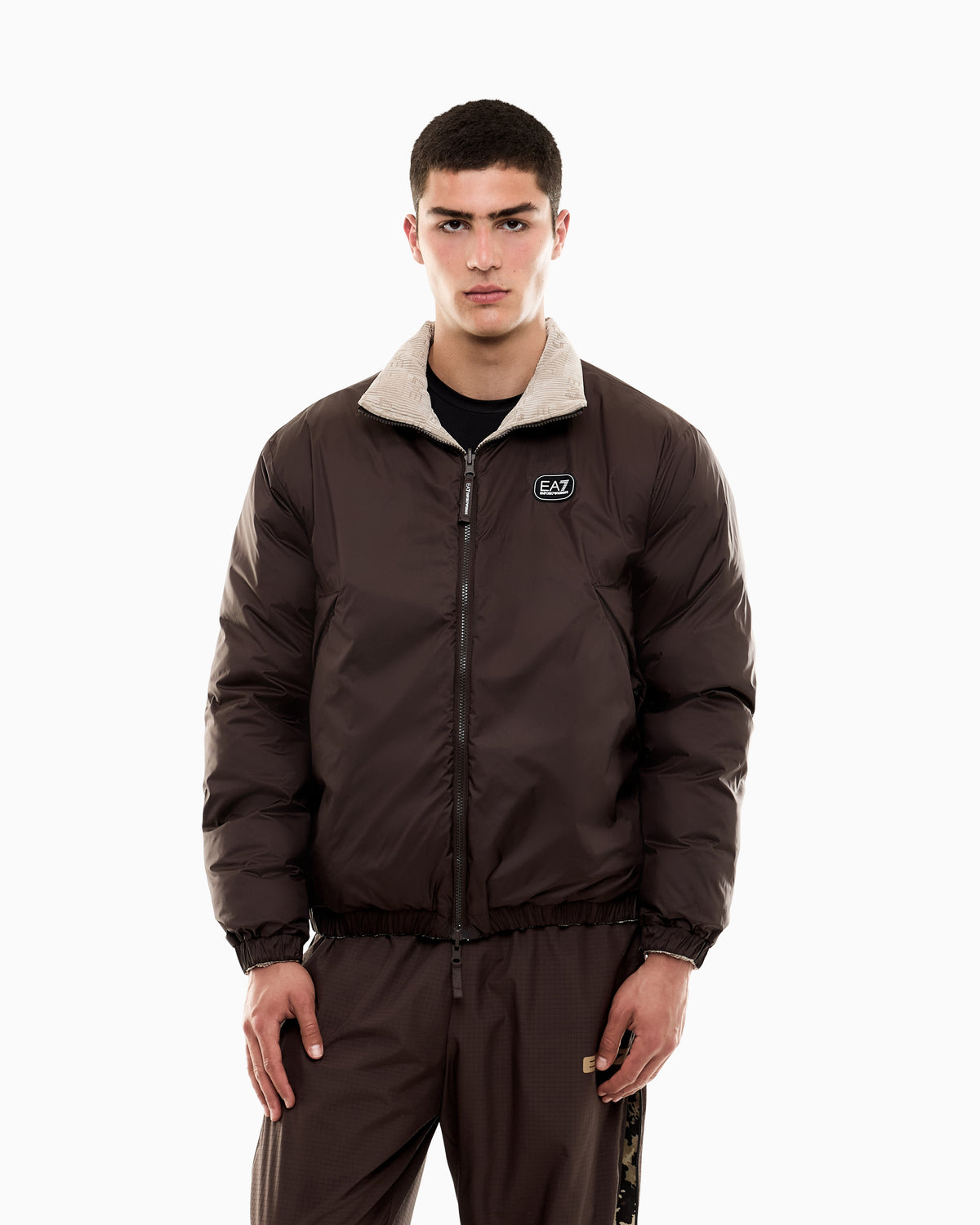 EA7 Bomber jacket oversized in velvet with an embossed logo