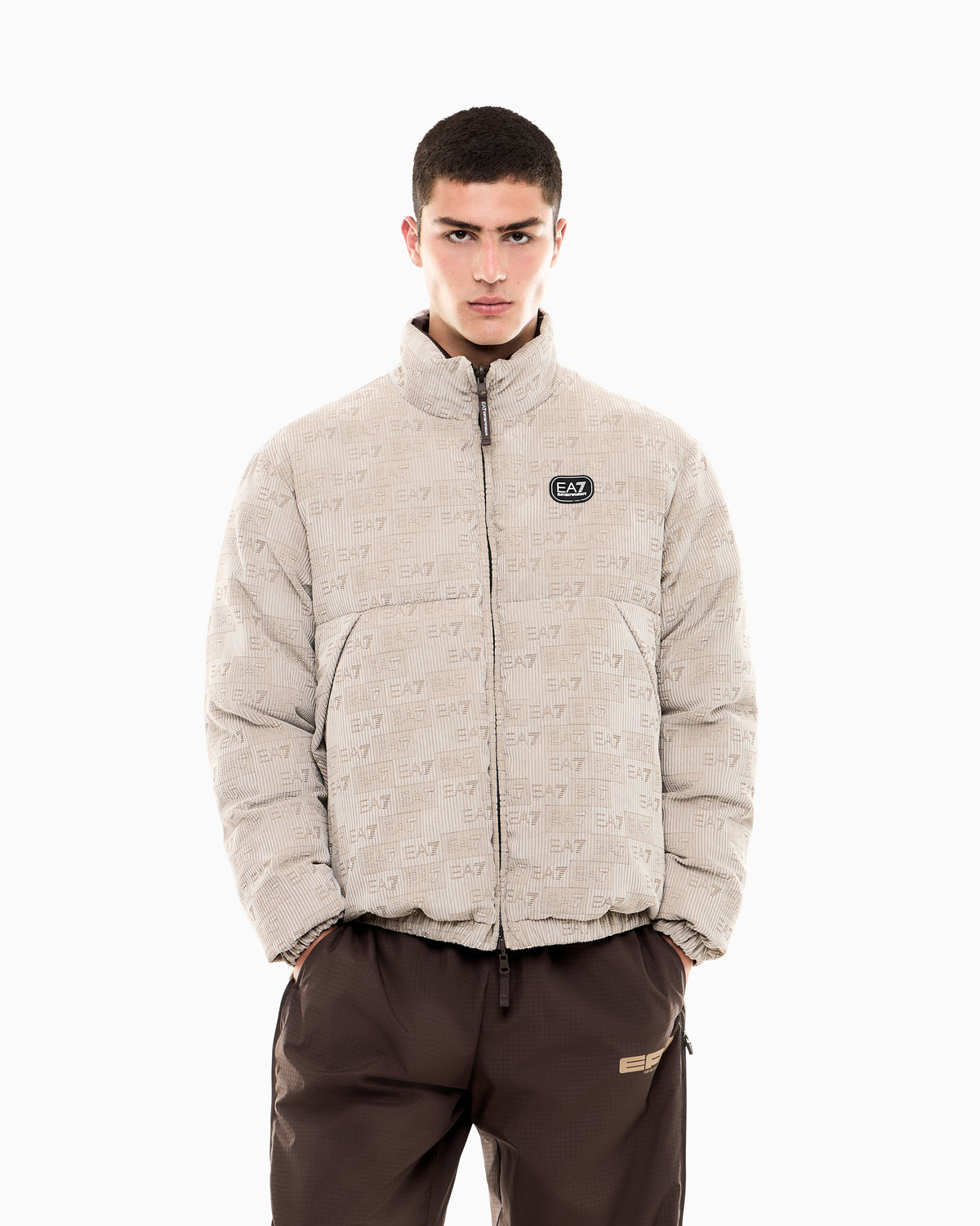 EA7 Bomber jacket oversized in velvet with an embossed logo