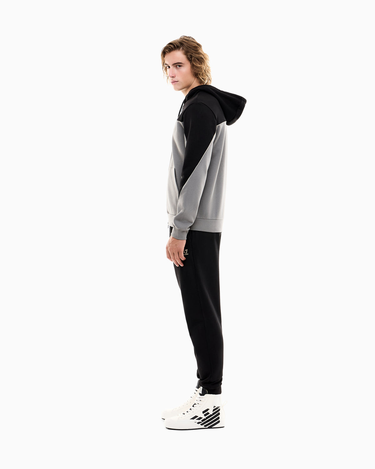 EA7 Tracksuit regular fit cotton jersey with hood and zip