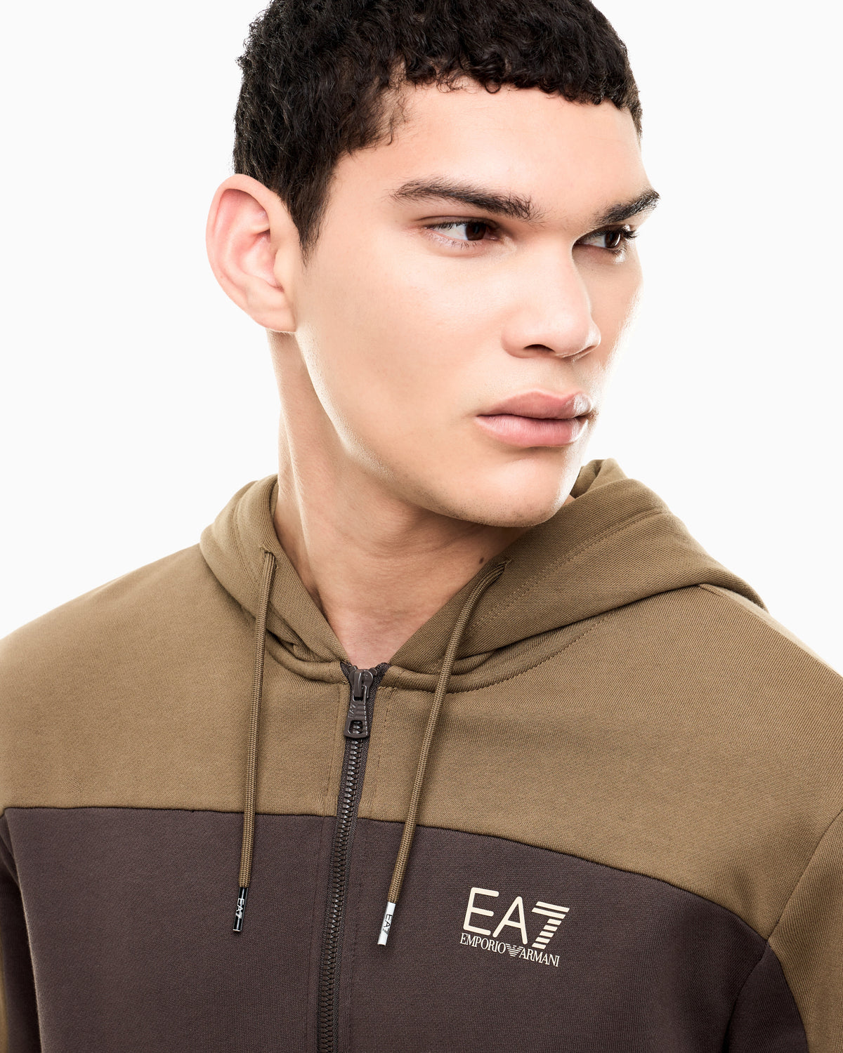 EA7 Tracksuit regular fit cotton jersey with hood and zip