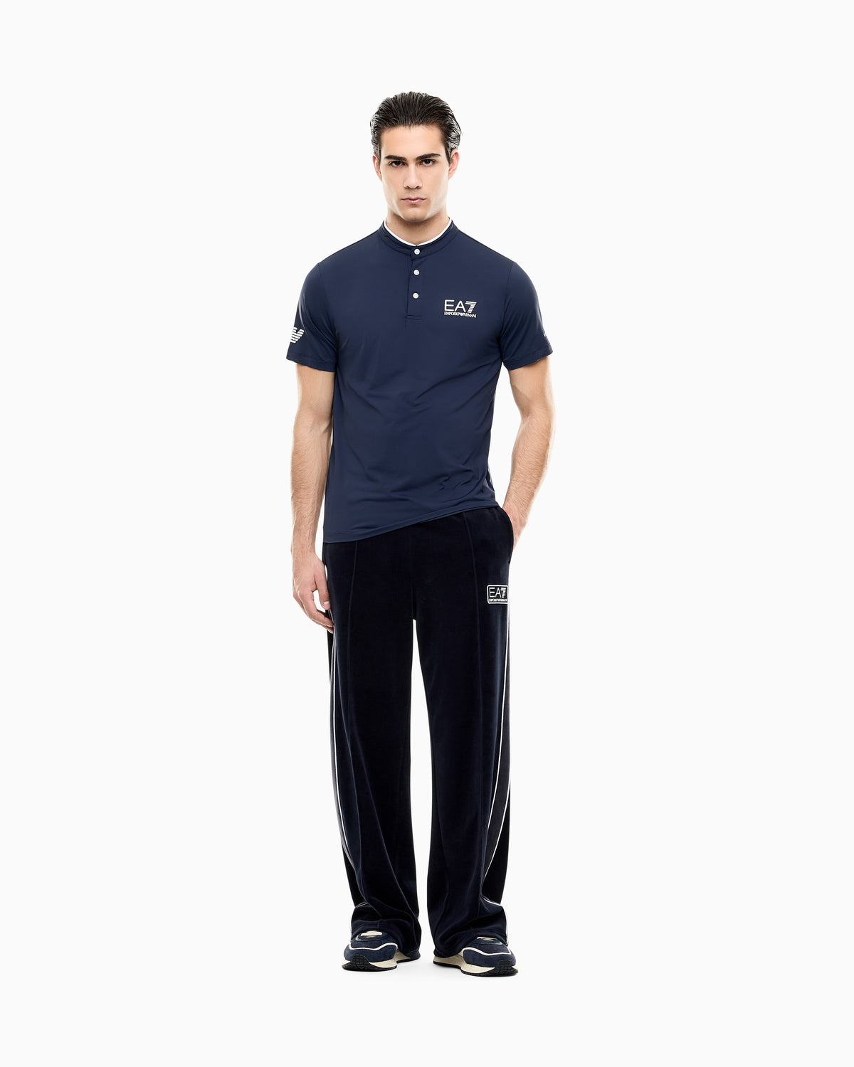 EA7 Regular fit trousers Tennis Club in cotton blend velour