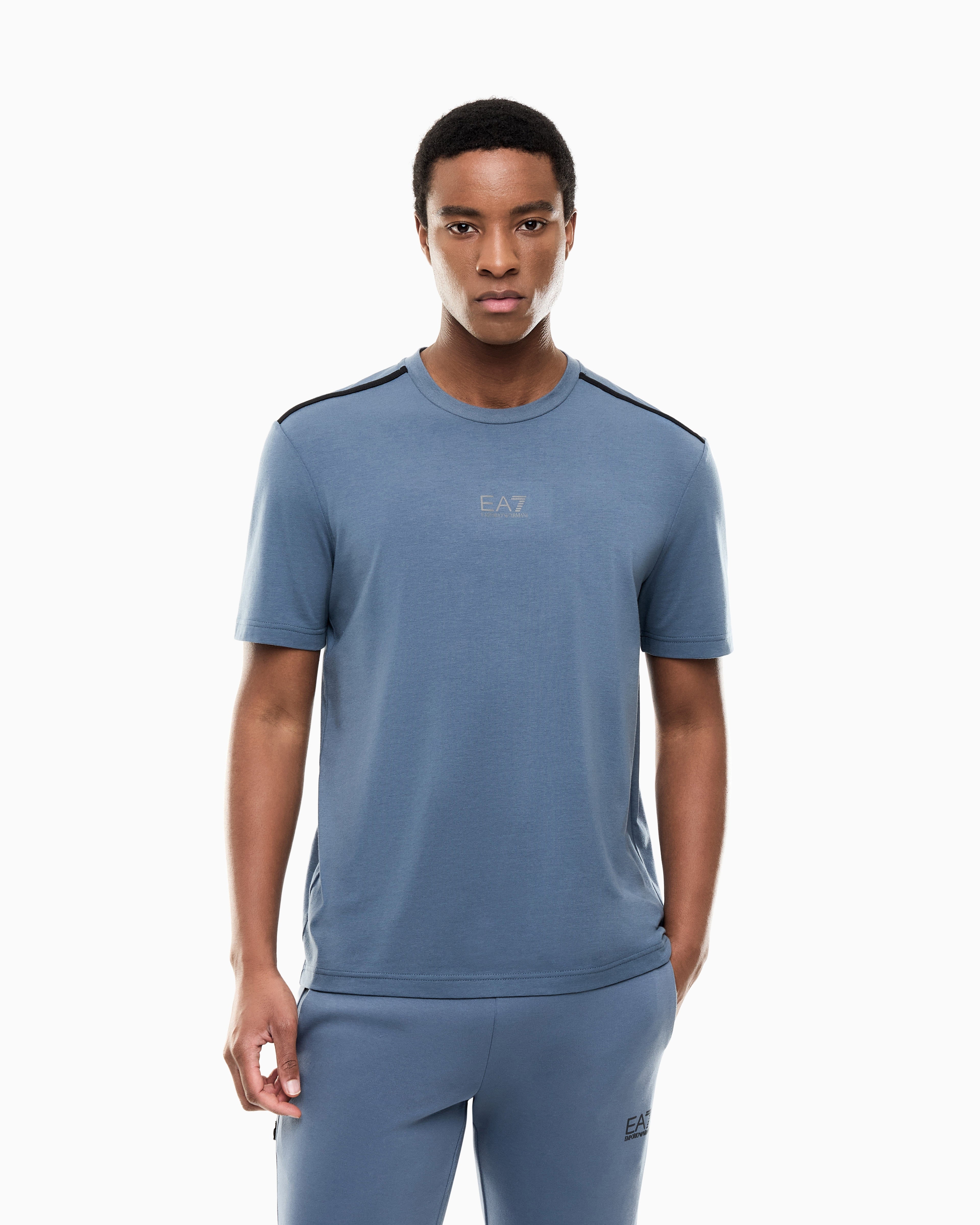 EA7 T-shirt Natural Ventus 7 in regular fit jersey