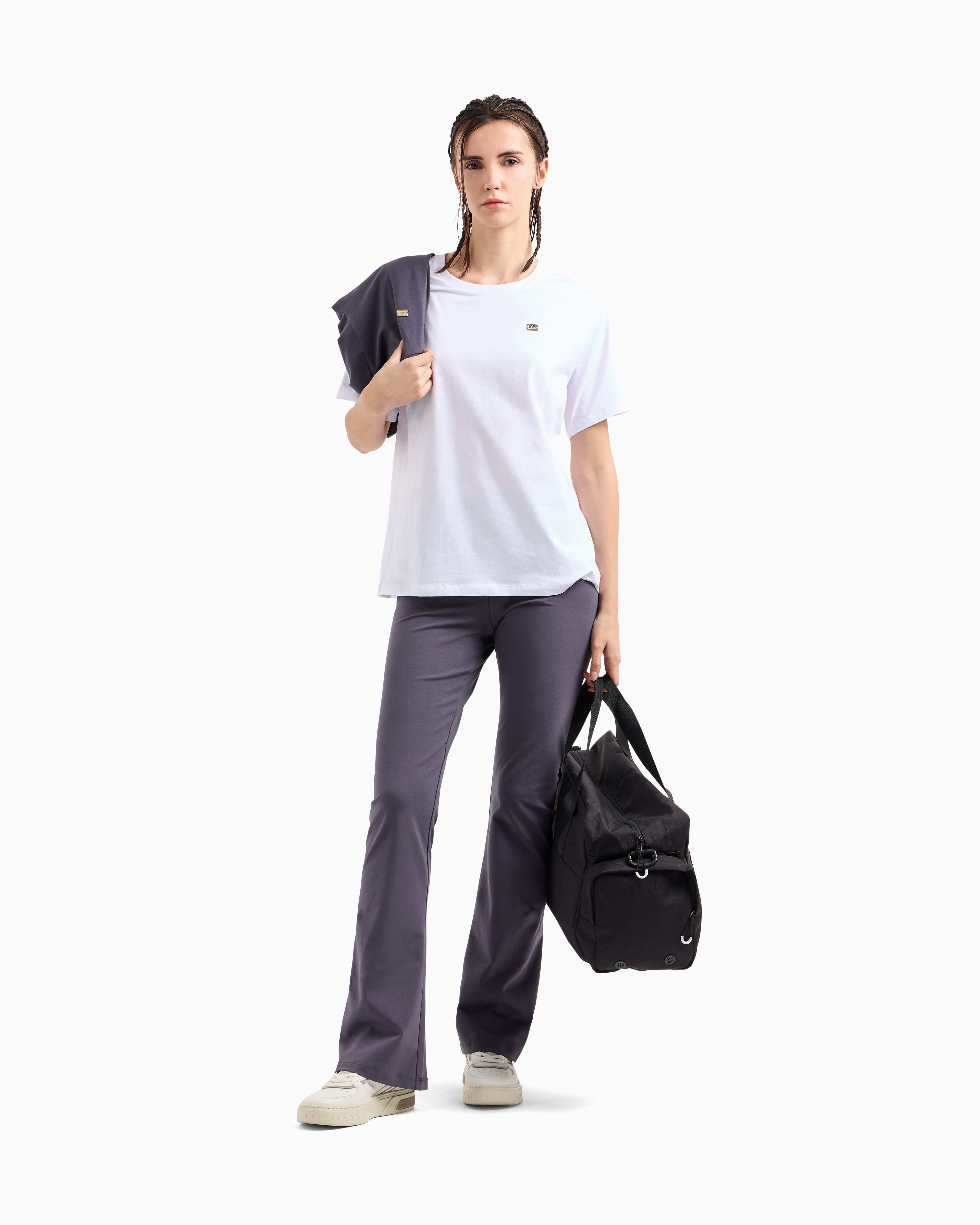EA7 Core Lady stretch cotton jersey crew-neck T-shirt