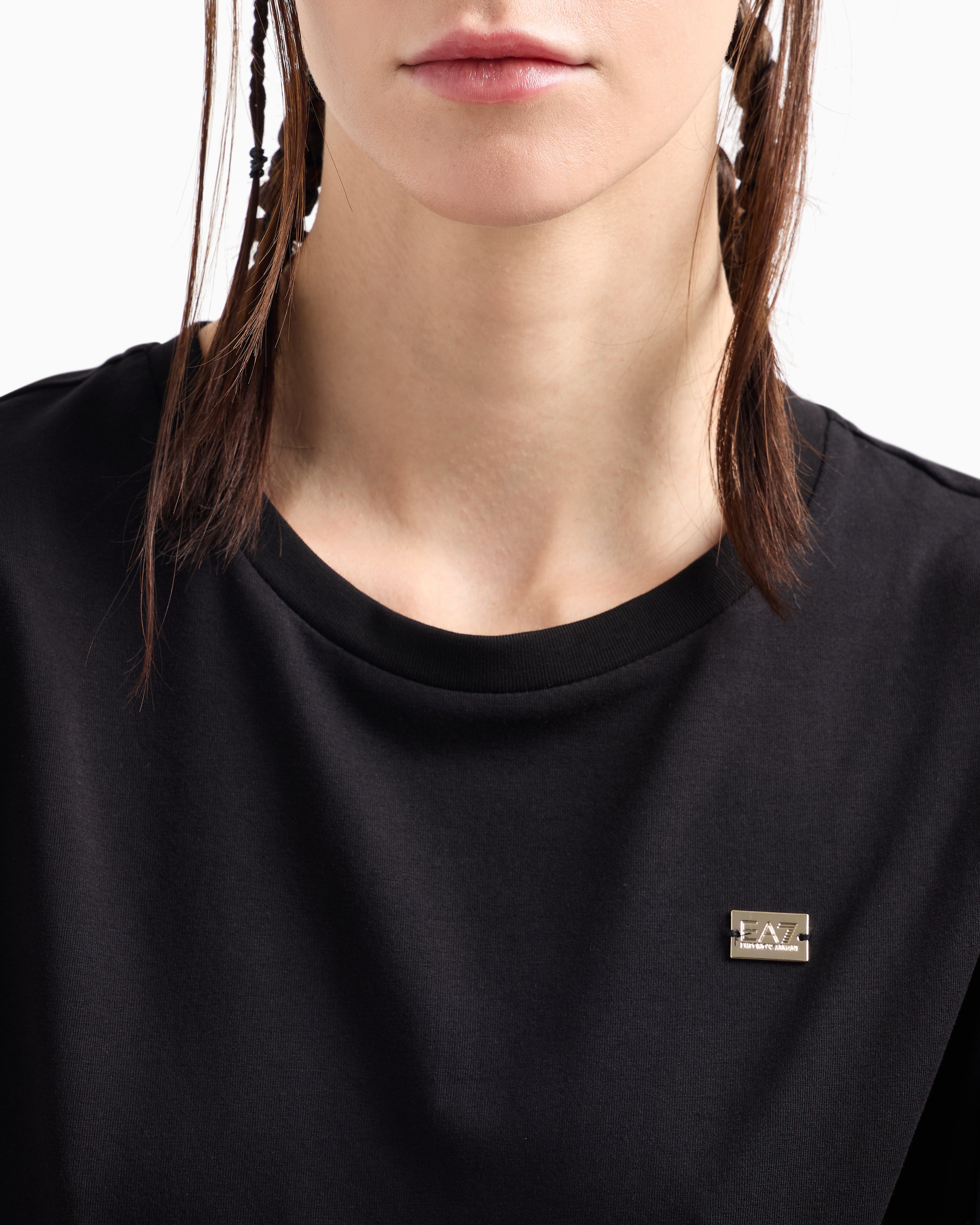 EA7 Core Lady stretch cotton jersey crew-neck T-shirt