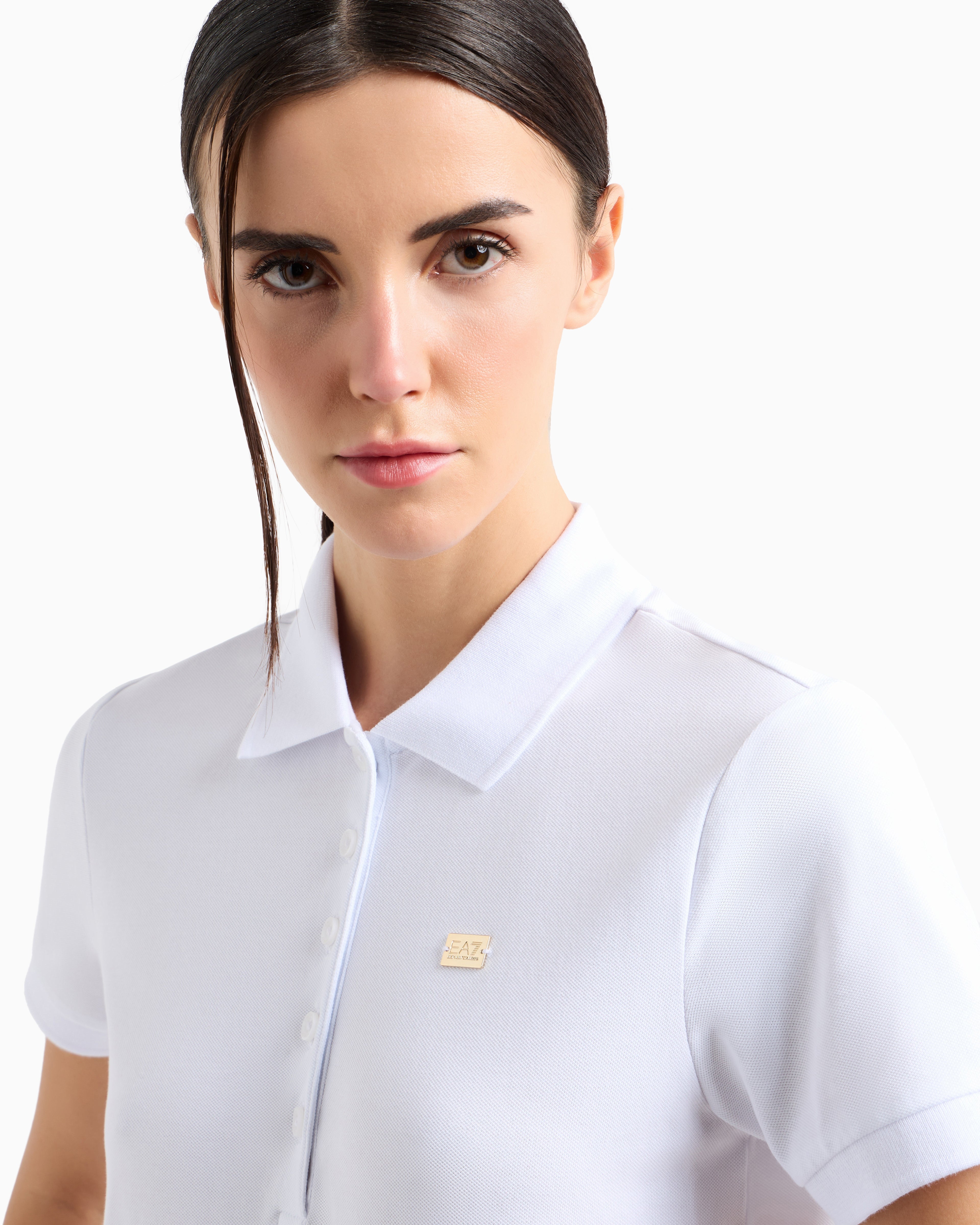 EA7 Core Lady stretch-cotton jersey polo shirt
