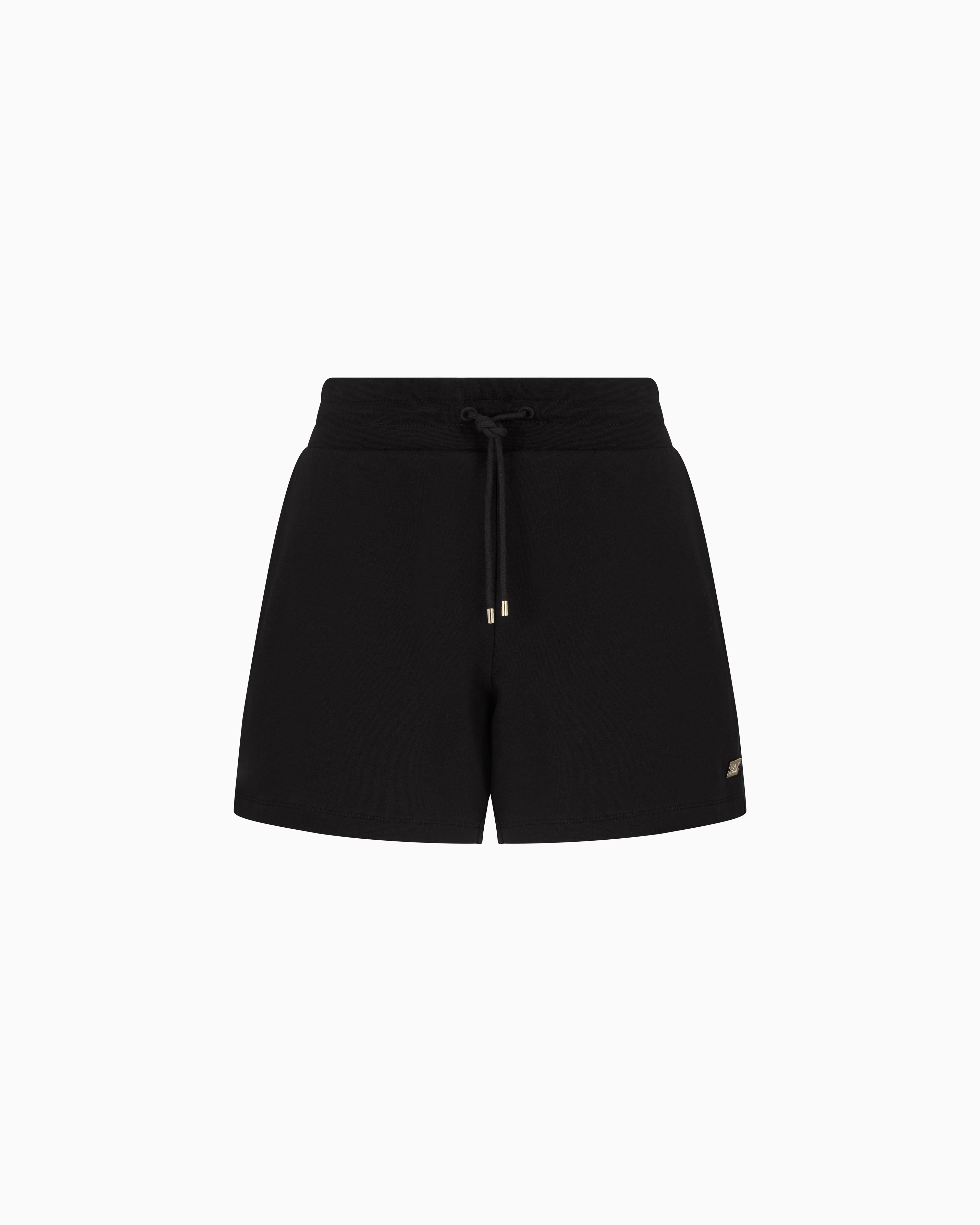 EA7 Core Lady stretch cotton-jersey fleece shorts