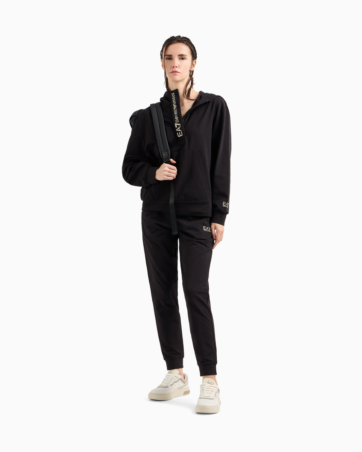EA7 Stretch cotton jersey hooded tracksuit