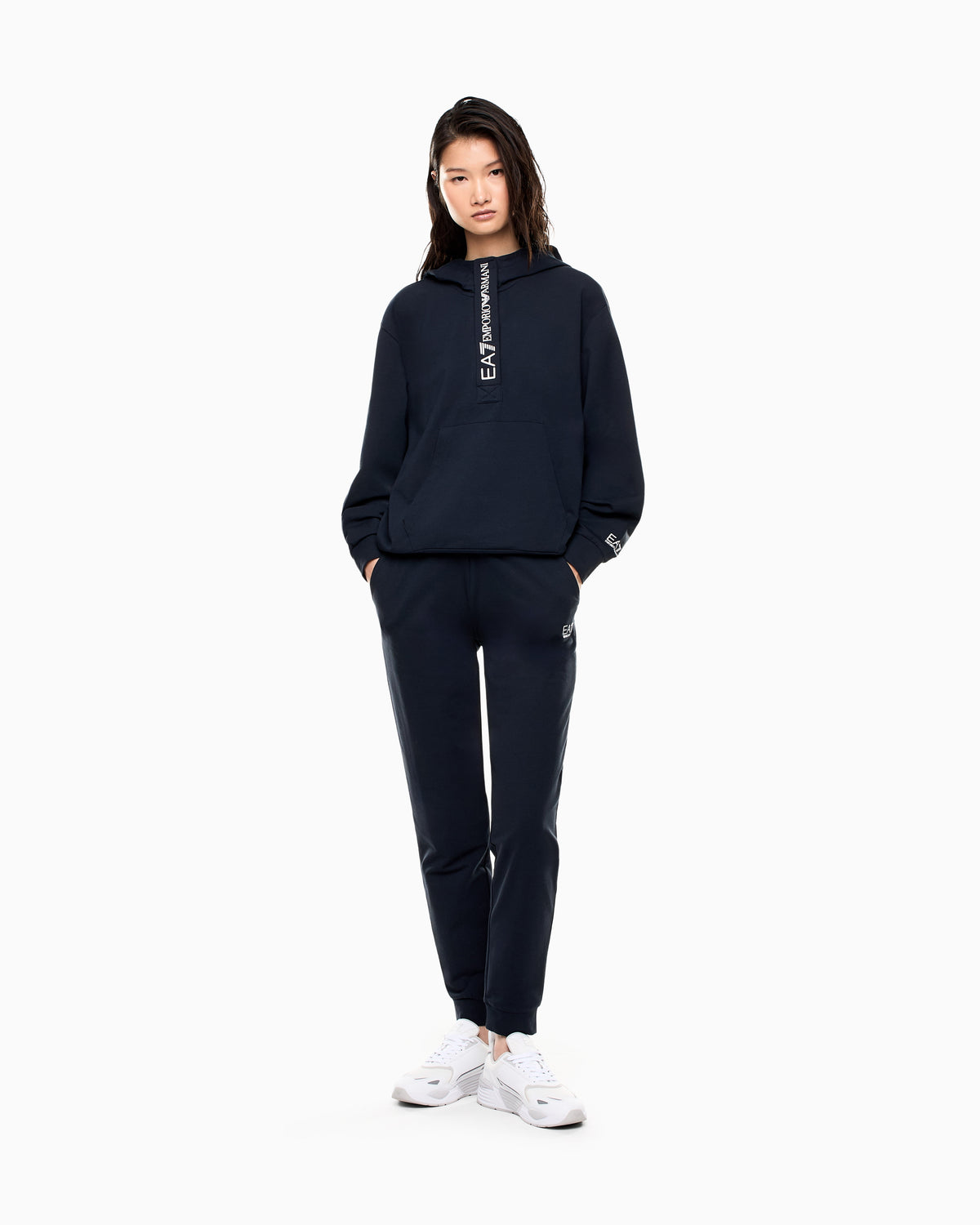 EA7 Stretch cotton jersey hooded tracksuit