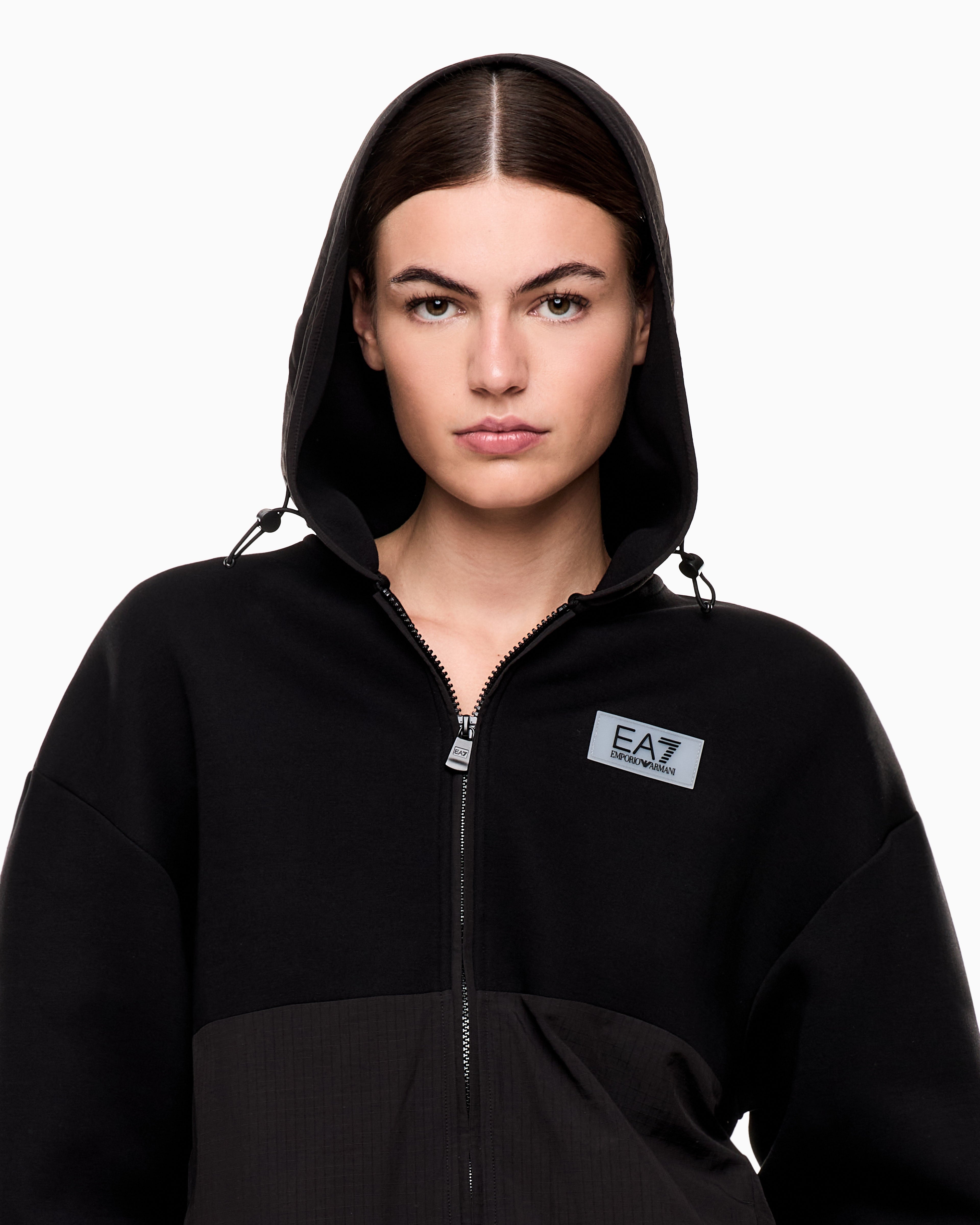 EA7 Contemporary Sport hooded sweatshirt with scuba inserts