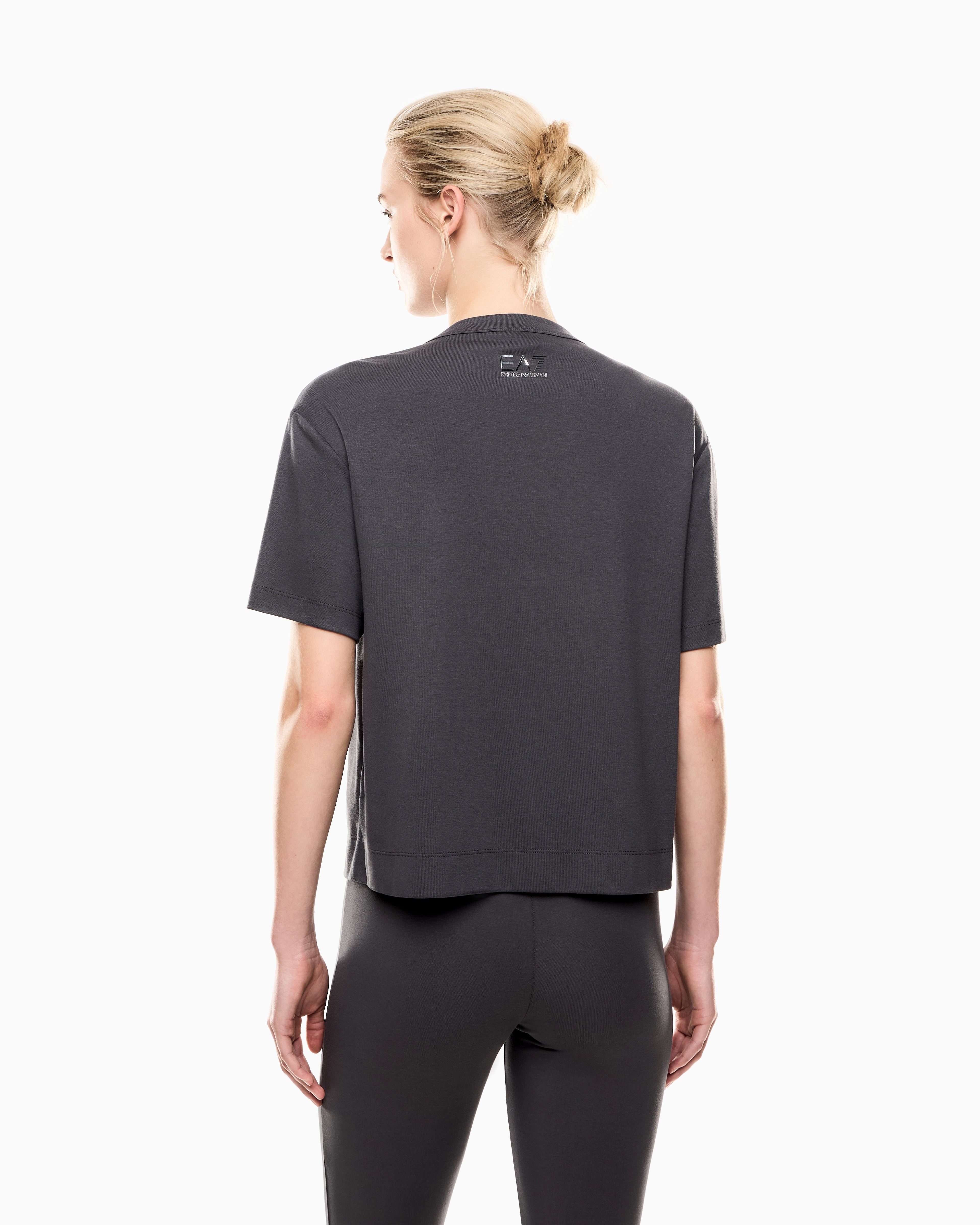 EA7 Precious viscose-blend crew-neck T-Shirt
