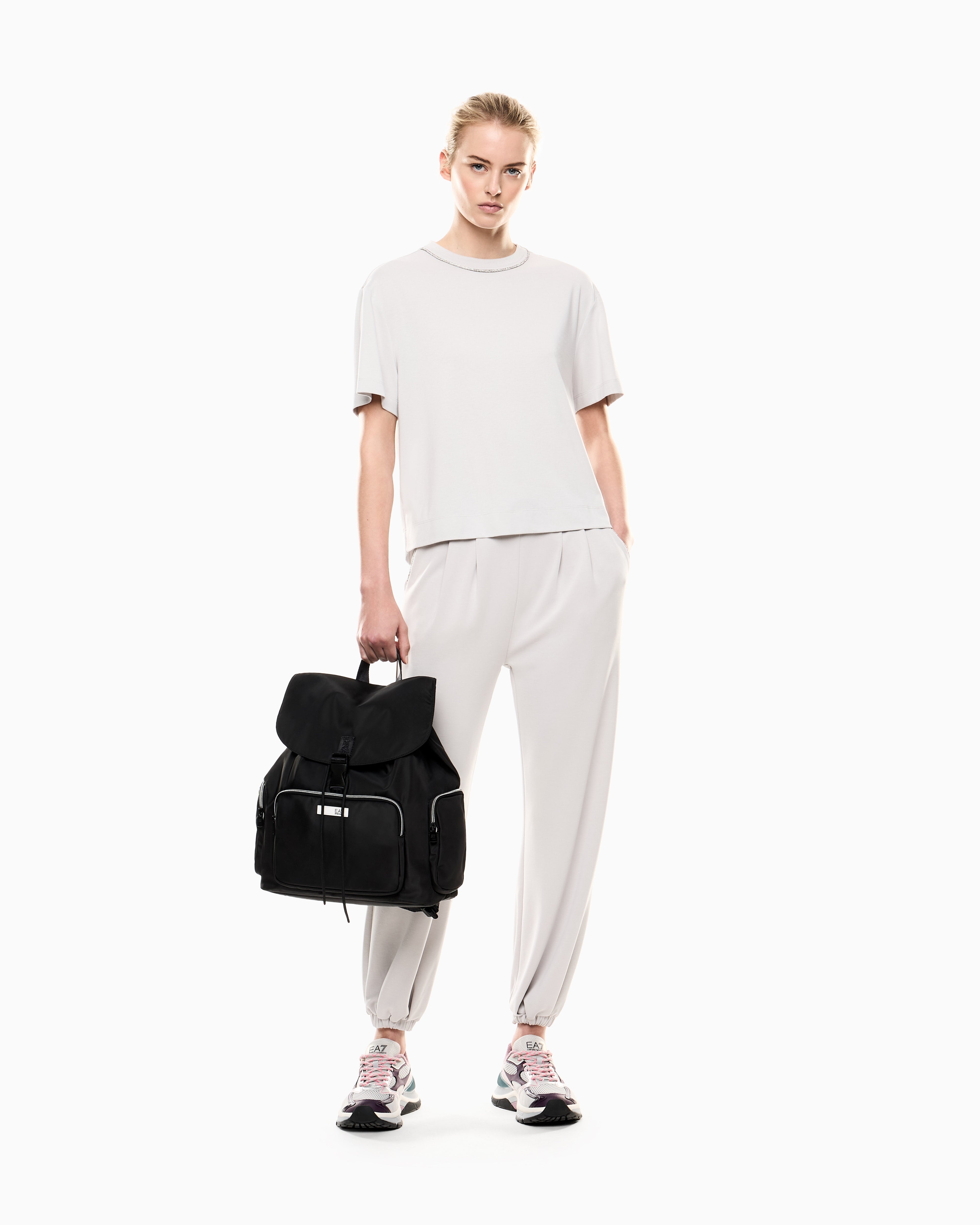 EA7 Precious viscose-blend crew-neck T-Shirt