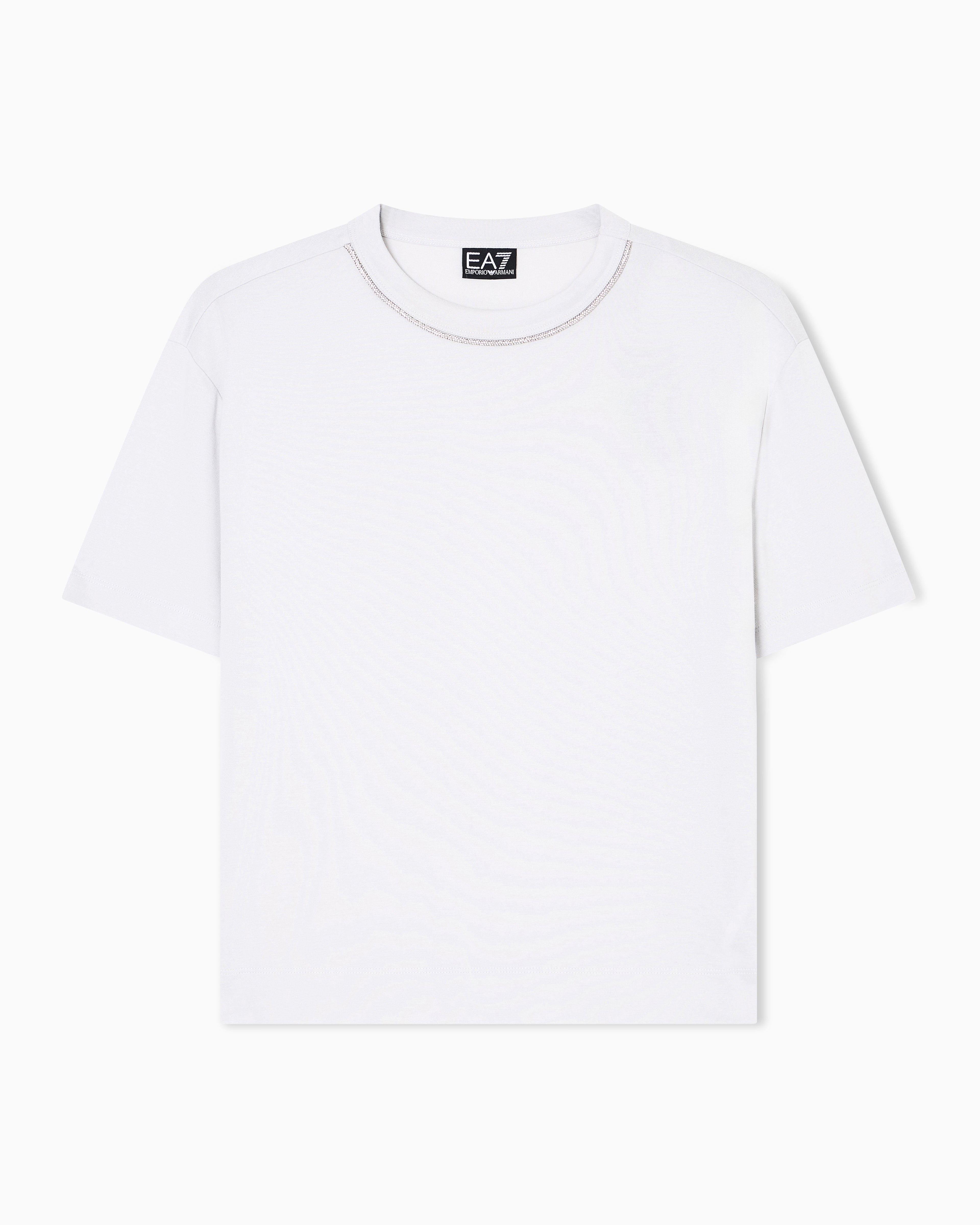 EA7 Precious viscose-blend crew-neck T-Shirt