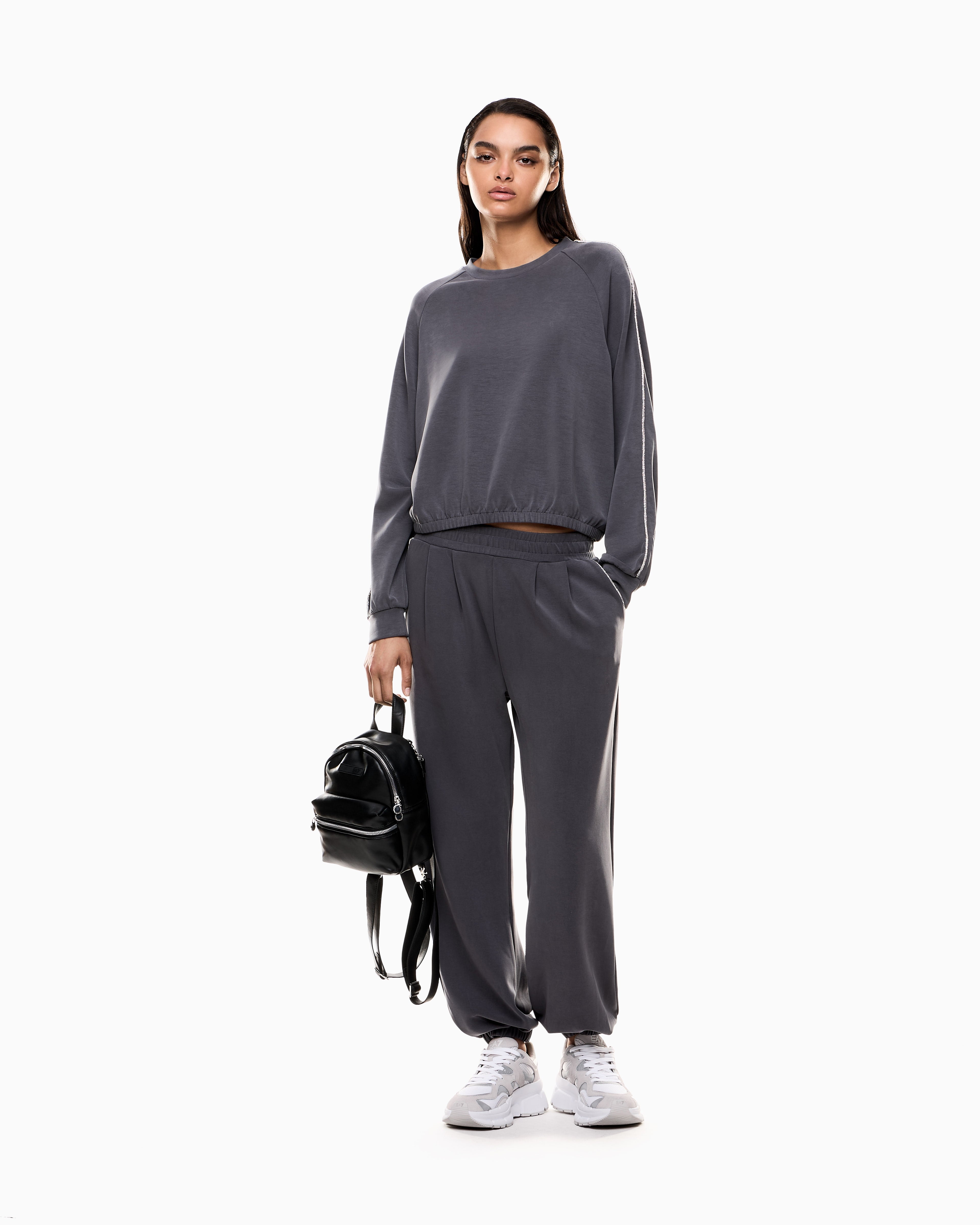 EA7 Precious crew-neck sweatshirt in stretch modal interlock