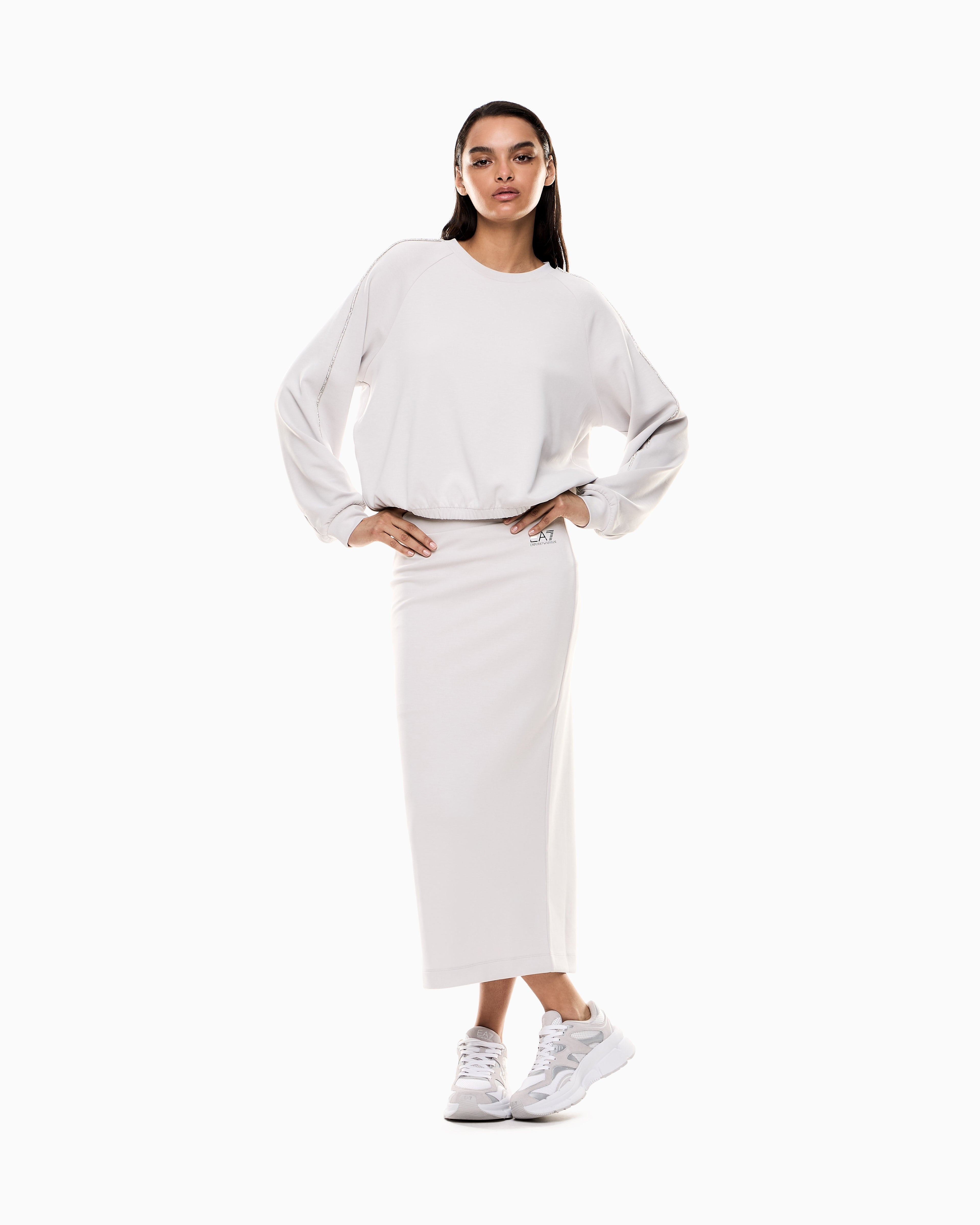 EA7 Precious crew-neck sweatshirt in stretch modal interlock