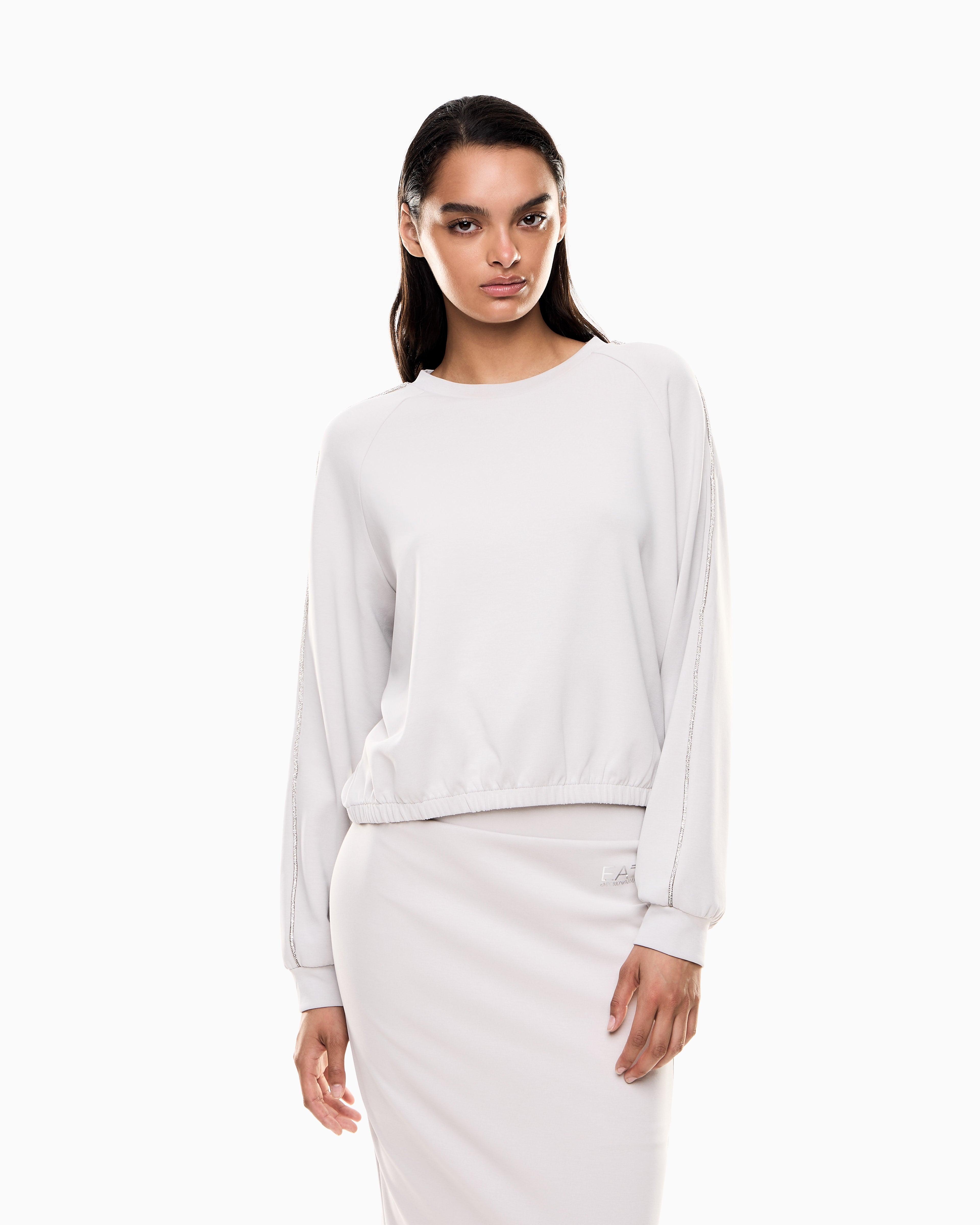 EA7 Precious crew-neck sweatshirt in stretch modal interlock