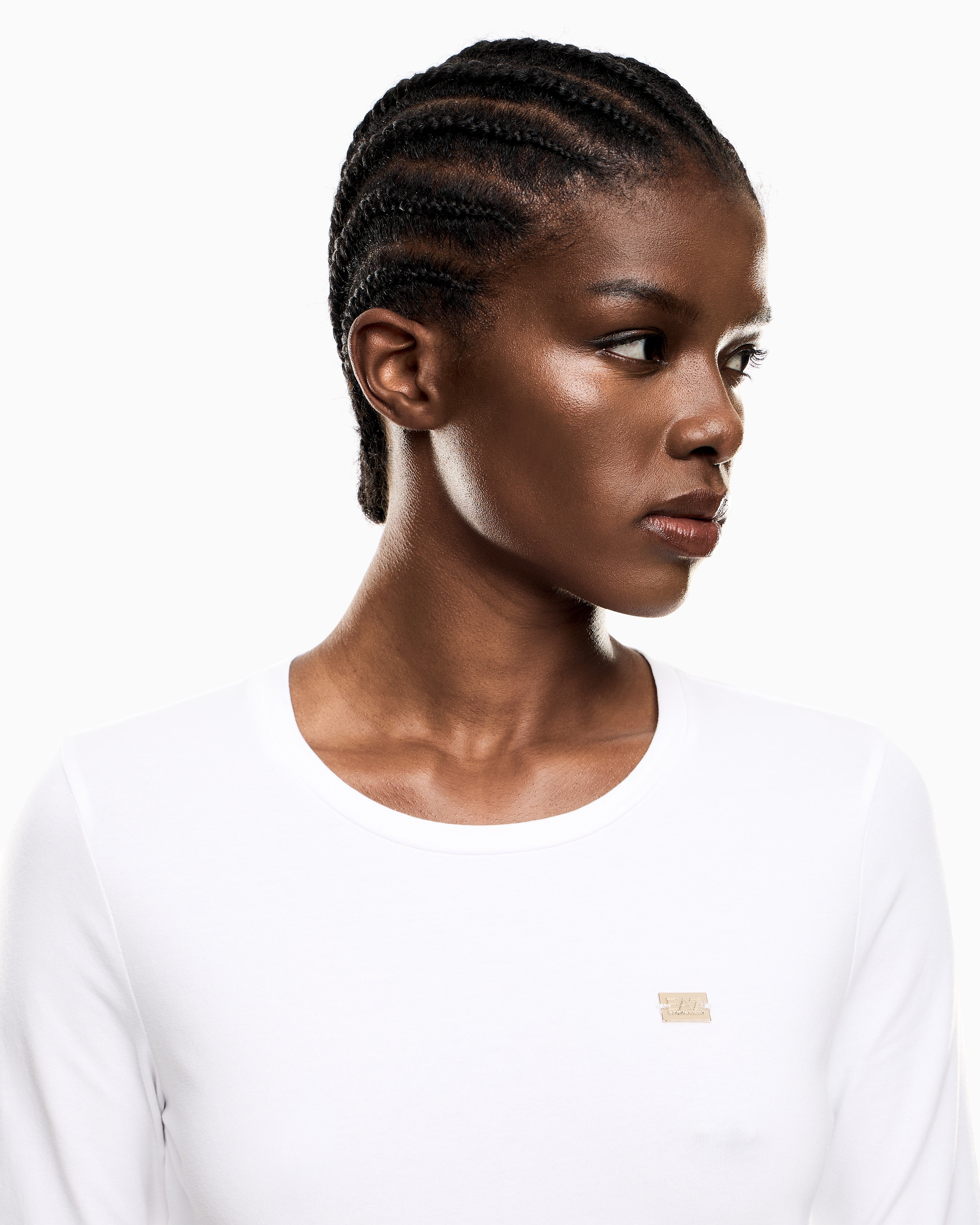 EA7 Crew neck t-shirt in stretch cotton jersey Core Lady