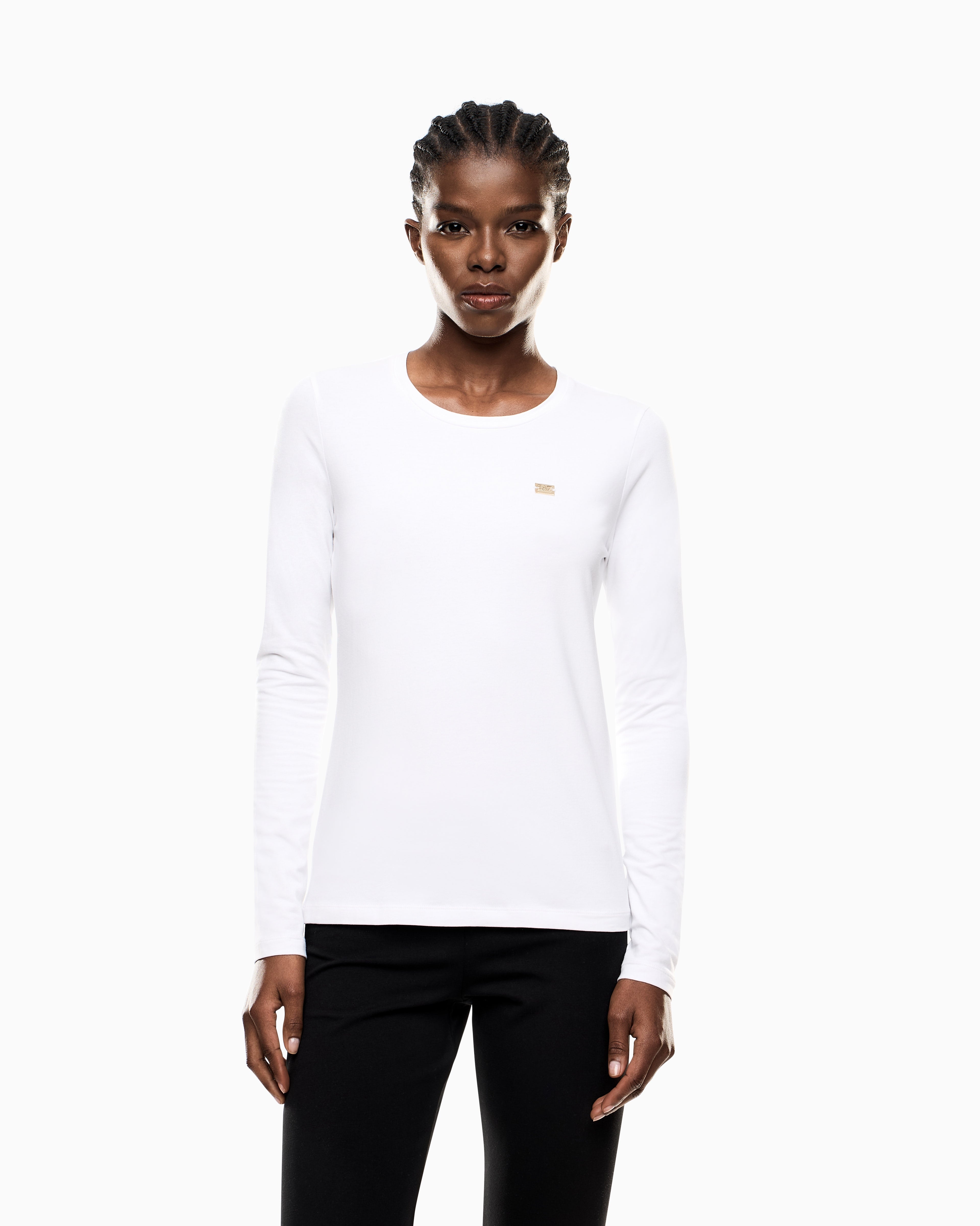 EA7 Crew neck t-shirt in stretch cotton jersey Core Lady
