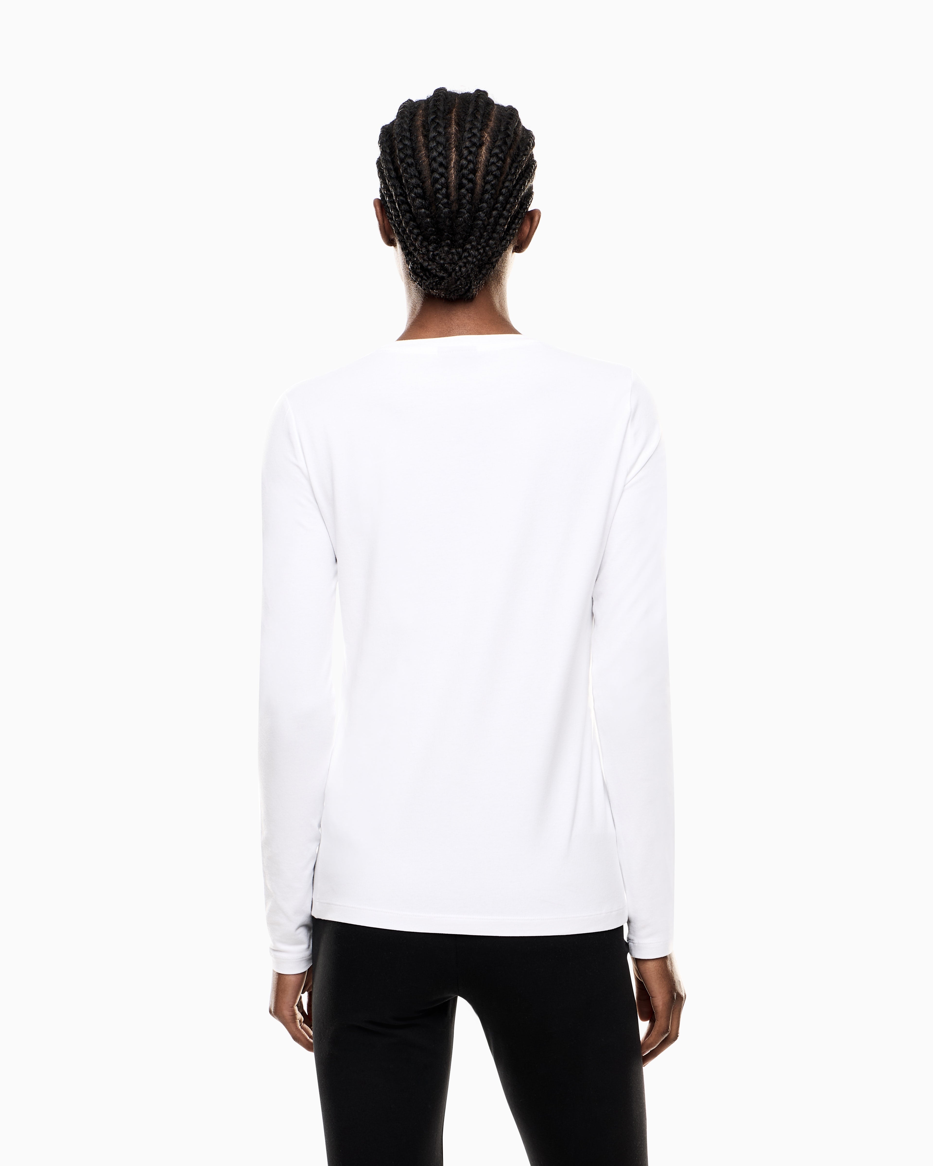 EA7 Crew neck t-shirt in stretch cotton jersey Core Lady