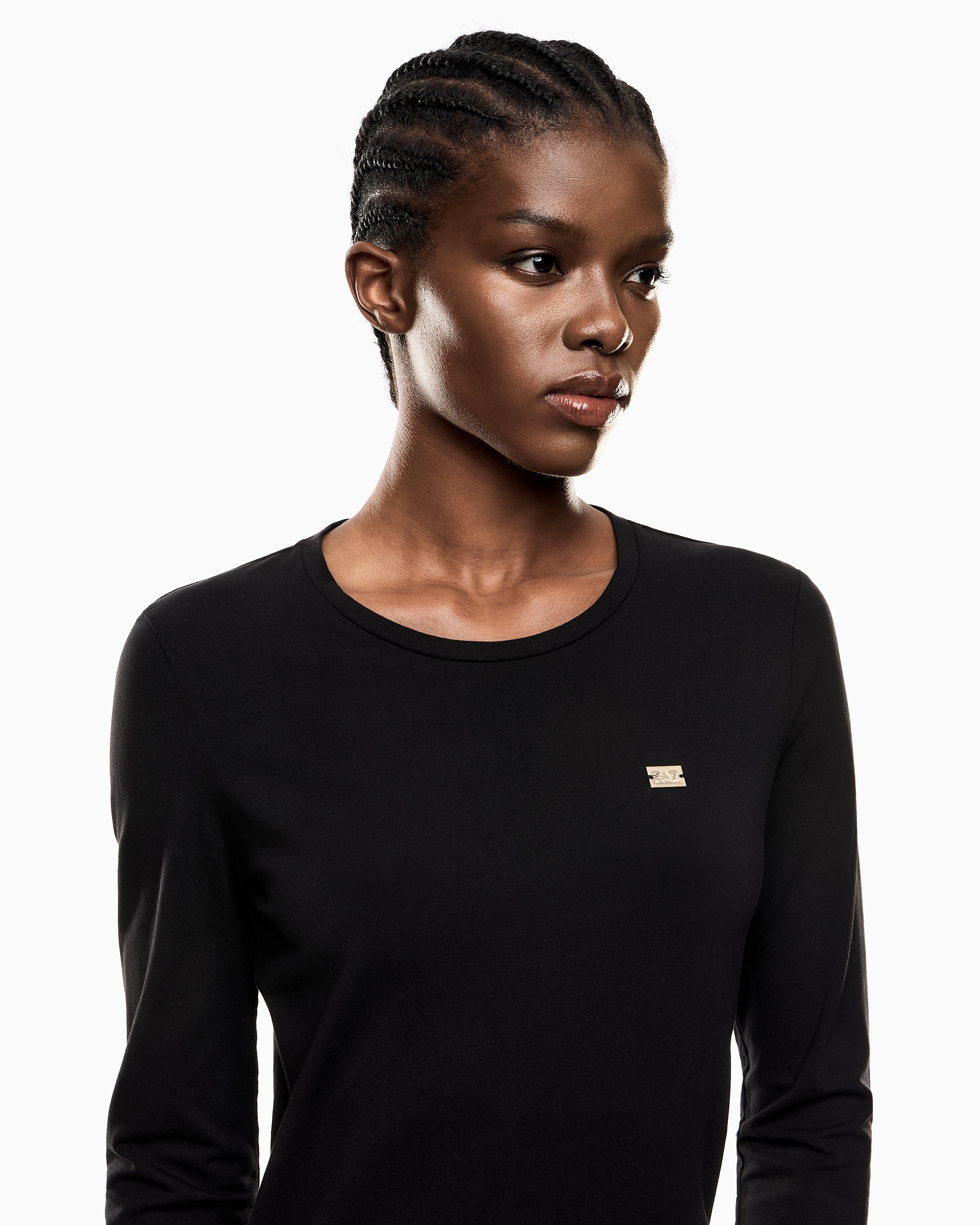 EA7 Crew neck t-shirt in stretch cotton jersey Core Lady