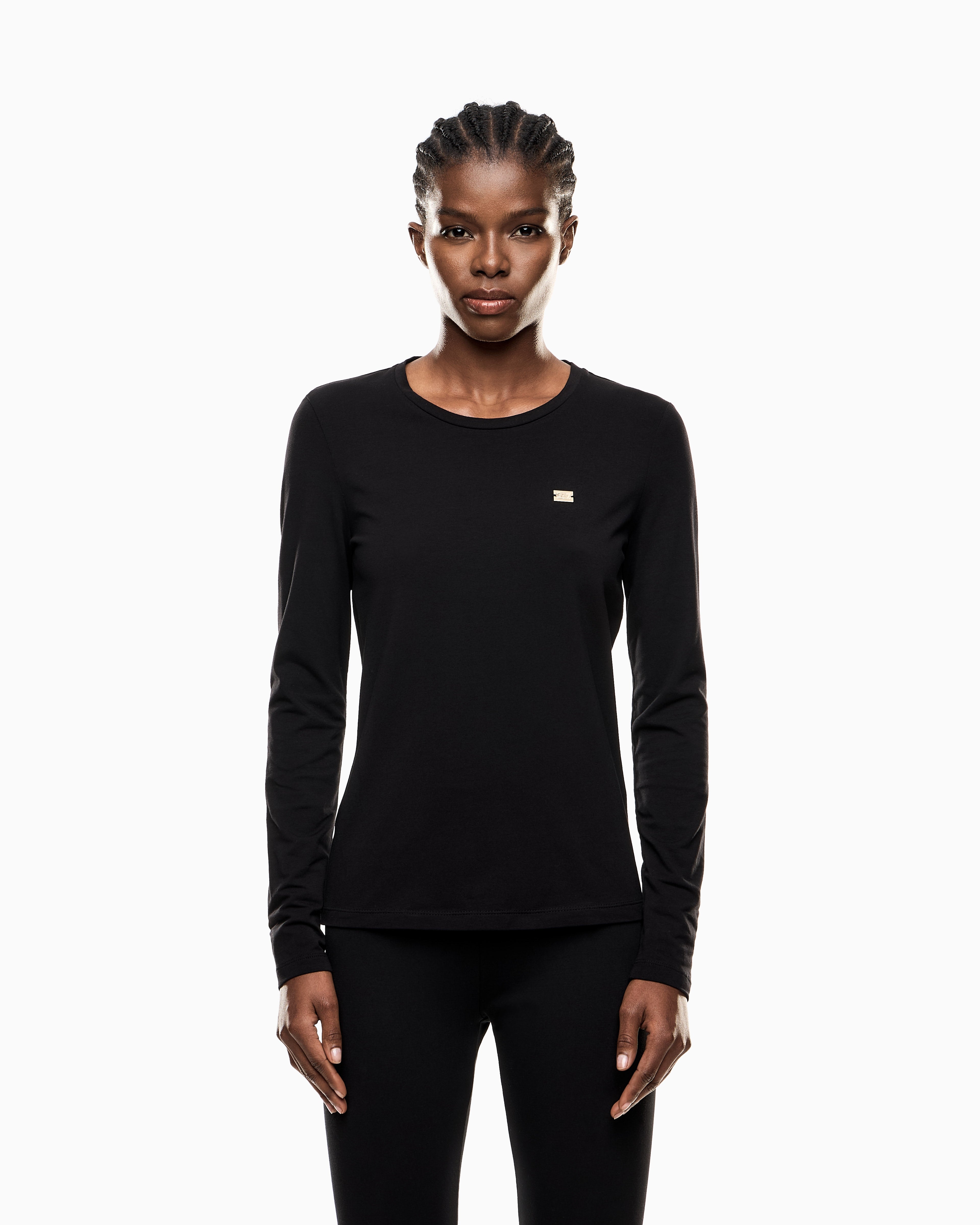 EA7 Crew neck t-shirt in stretch cotton jersey Core Lady