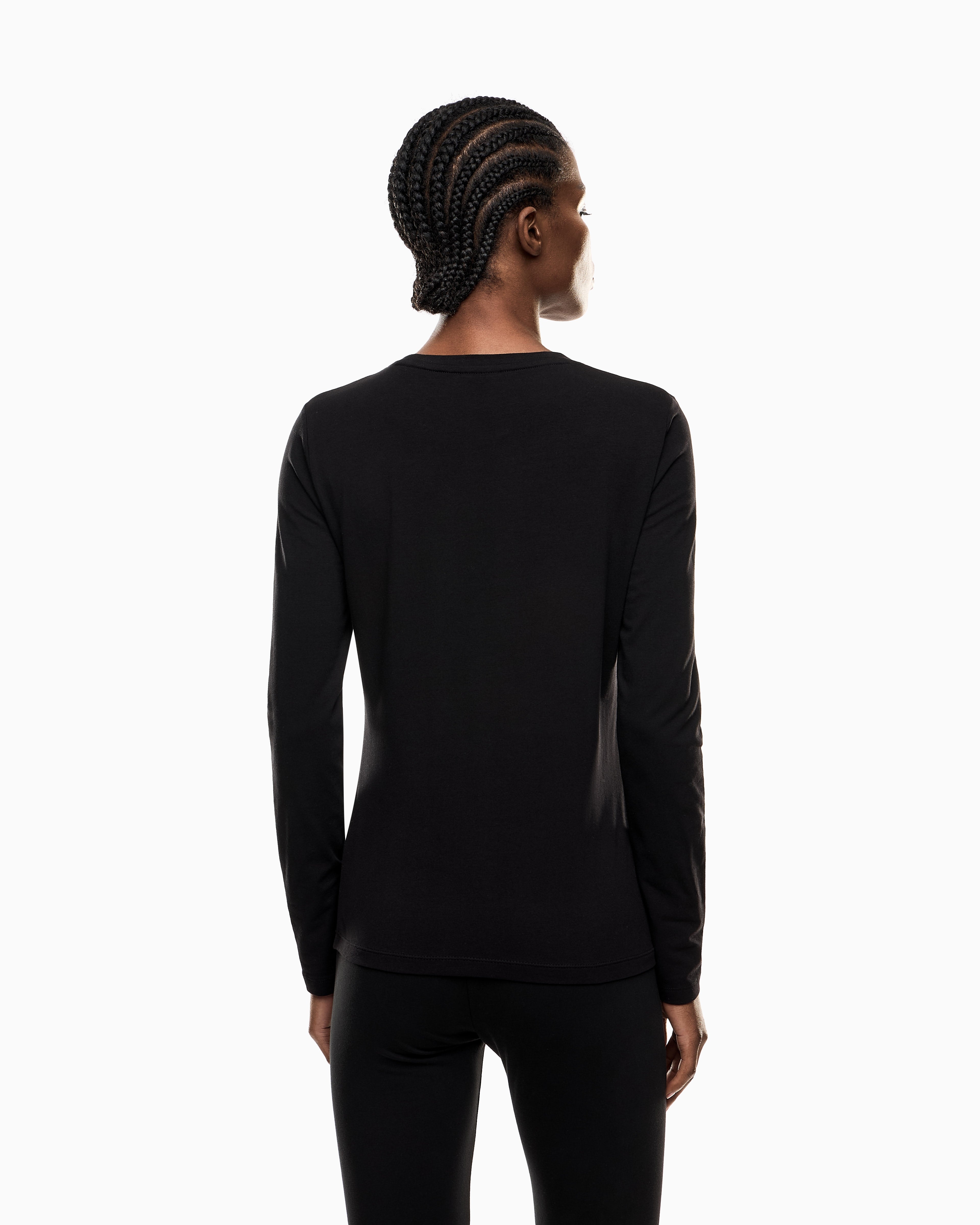 EA7 Crew neck t-shirt in stretch cotton jersey Core Lady