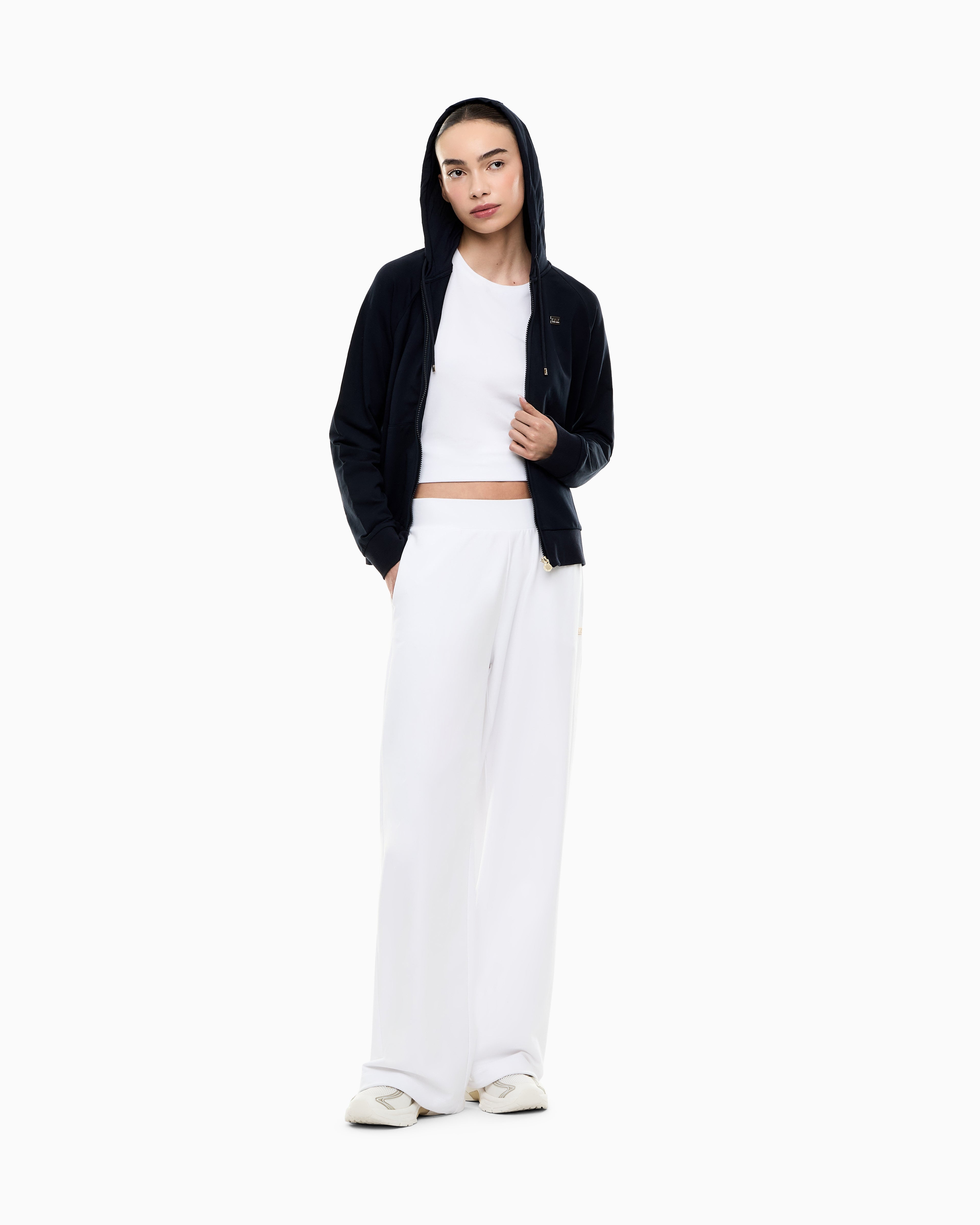 EA7 Stretch-cotton hooded Core Lady sweatshirt