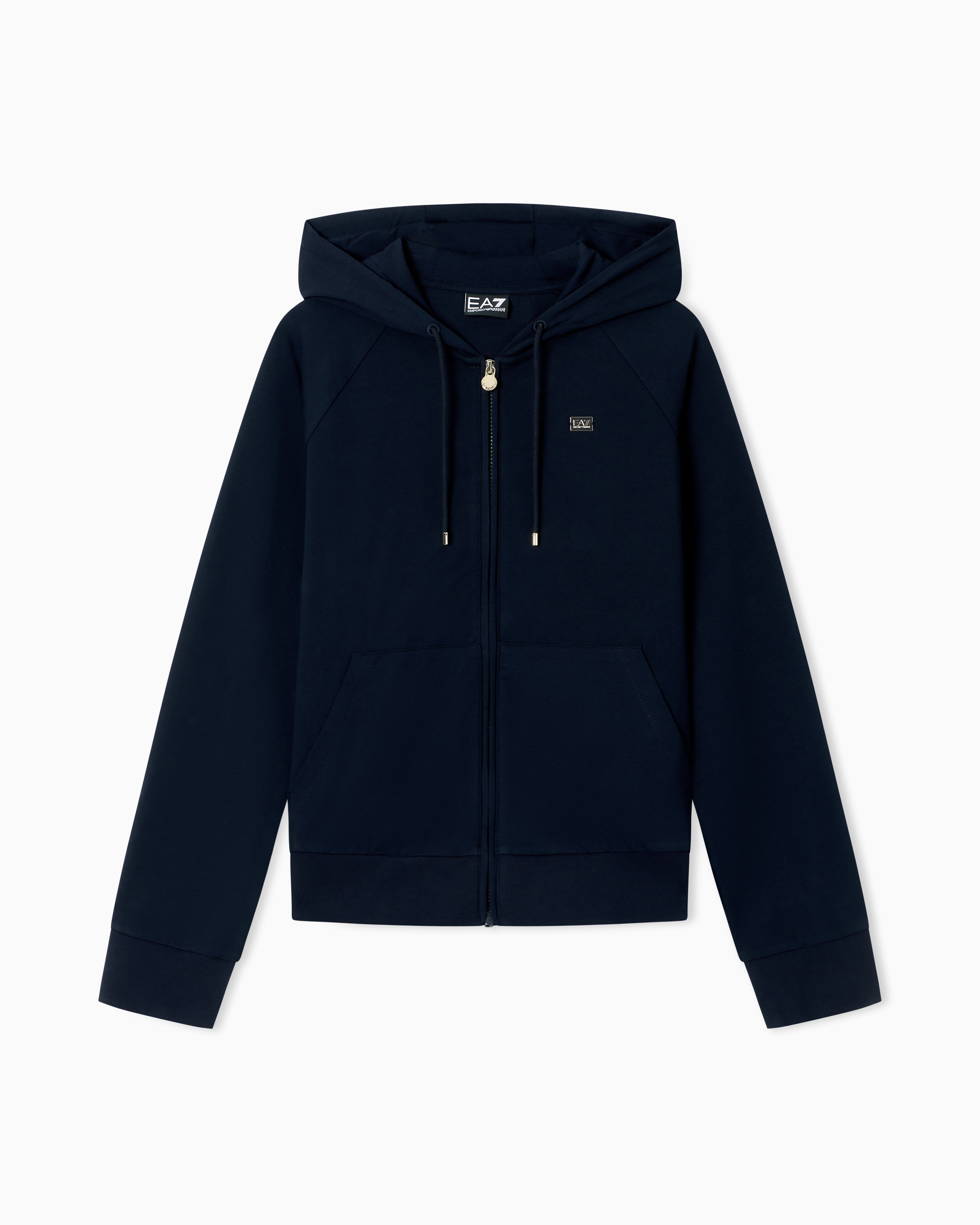 EA7 Stretch-cotton hooded Core Lady sweatshirt