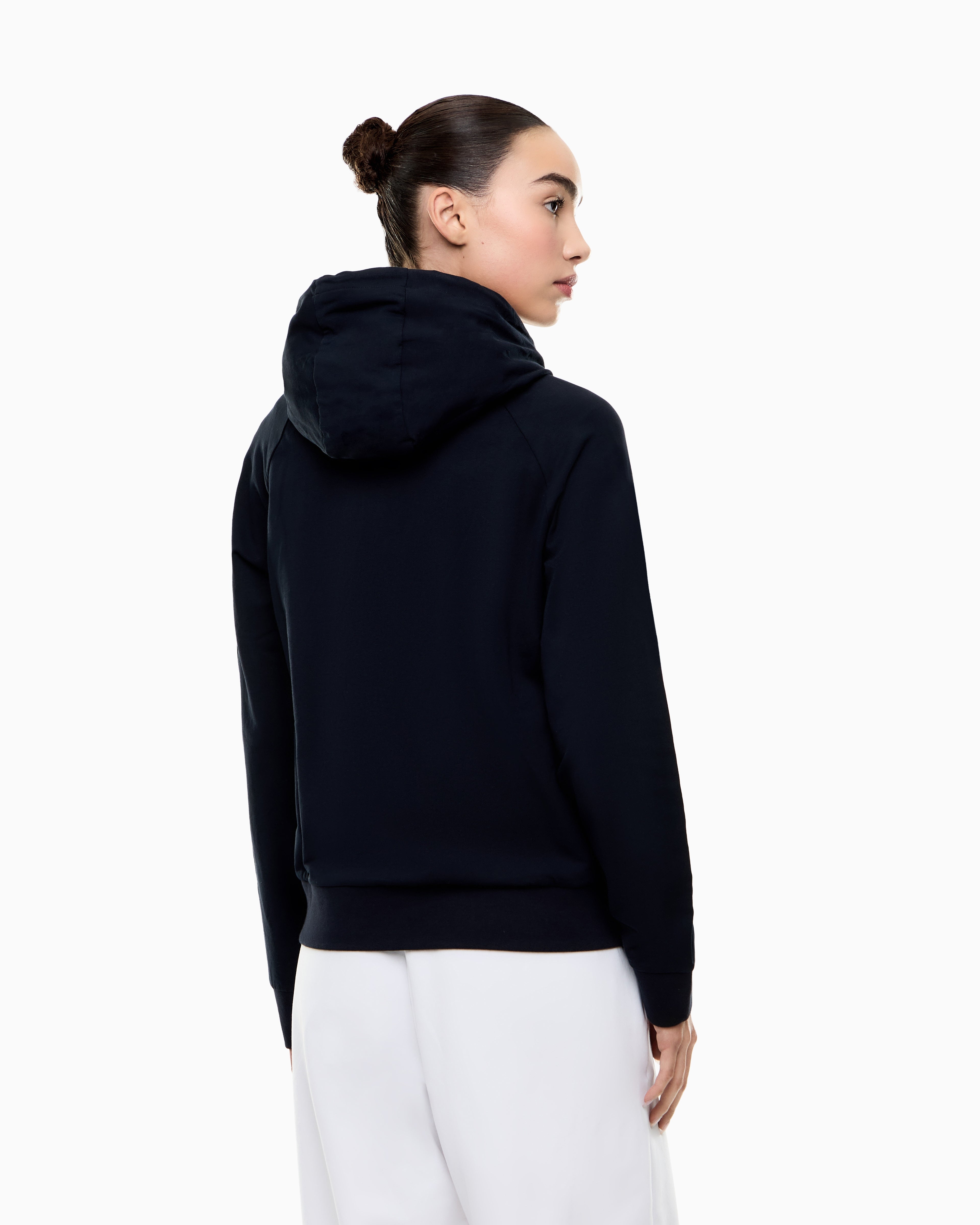 EA7 Stretch-cotton hooded Core Lady sweatshirt