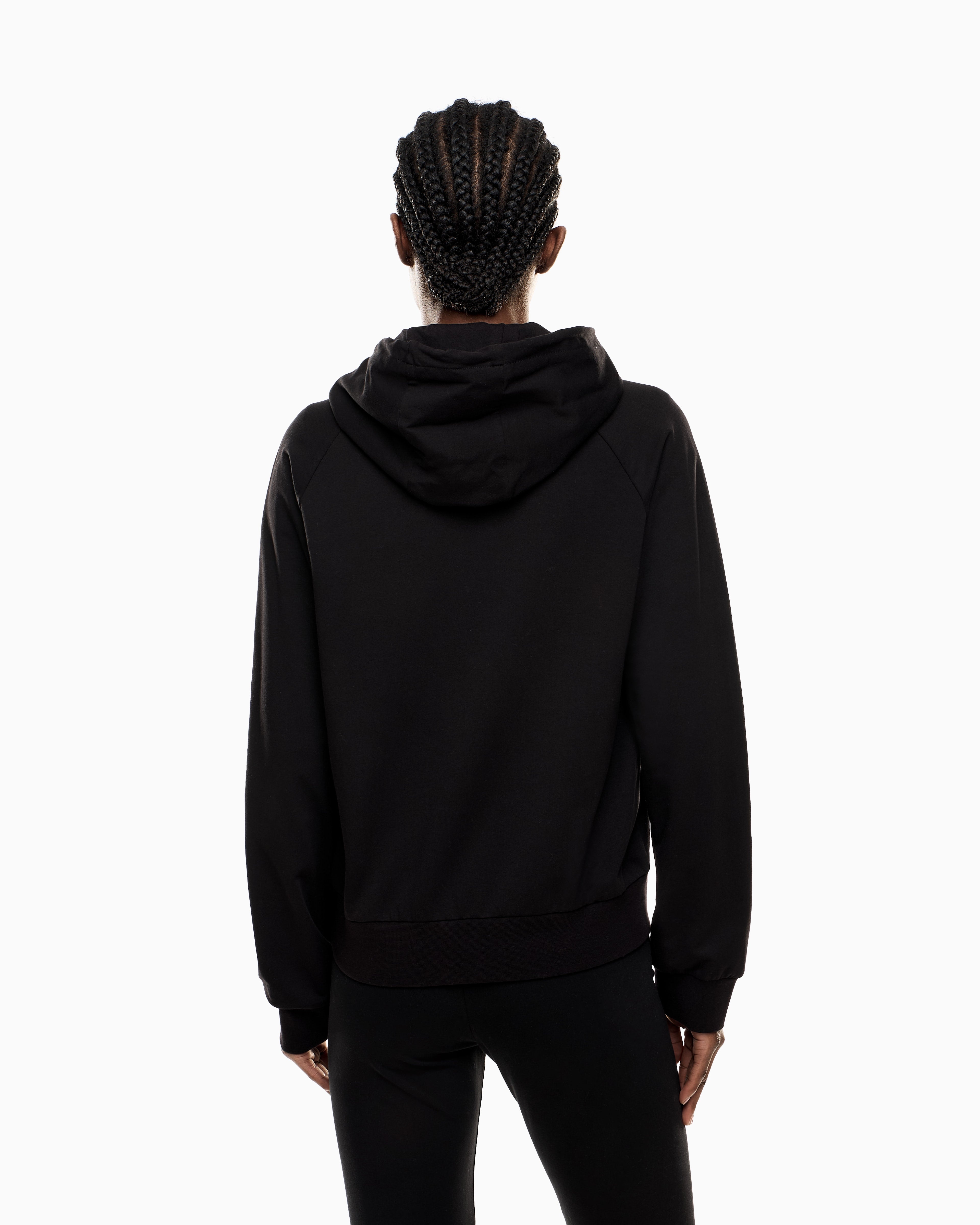 EA7 Stretch-cotton hooded Core Lady sweatshirt