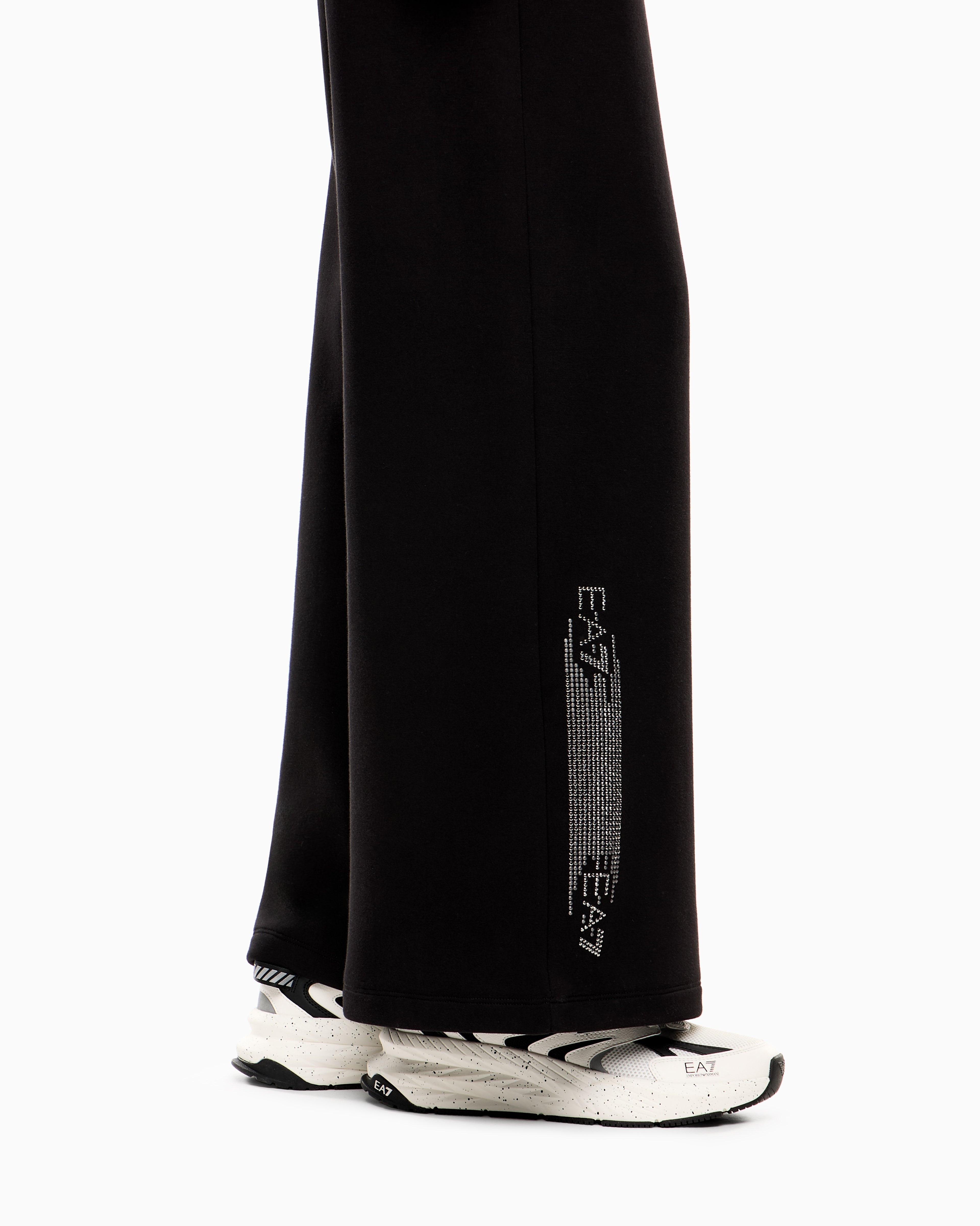 EA7 Logo Series cotton-blend wide-leg trousers