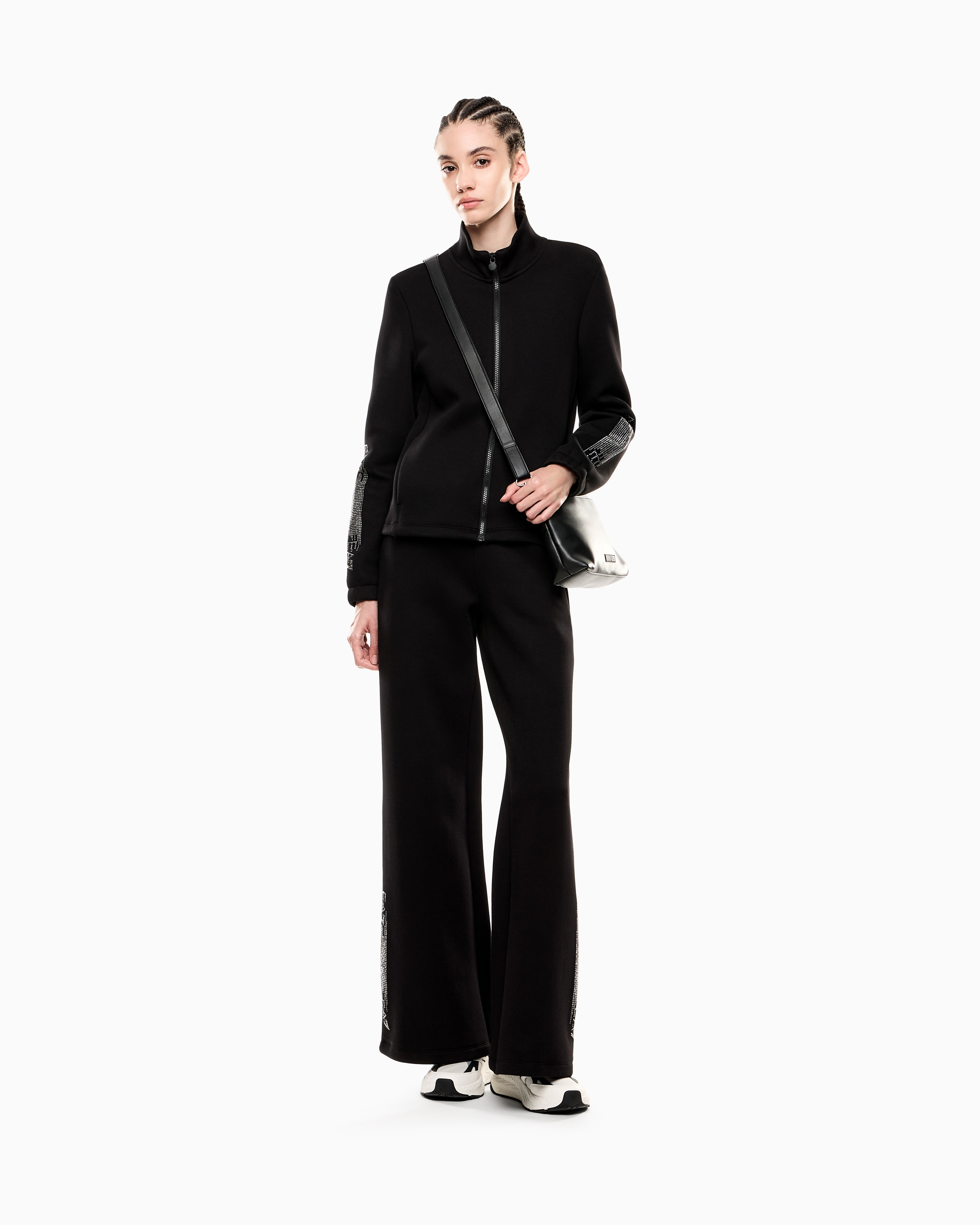 EA7 Logo Series cotton-blend wide-leg trousers