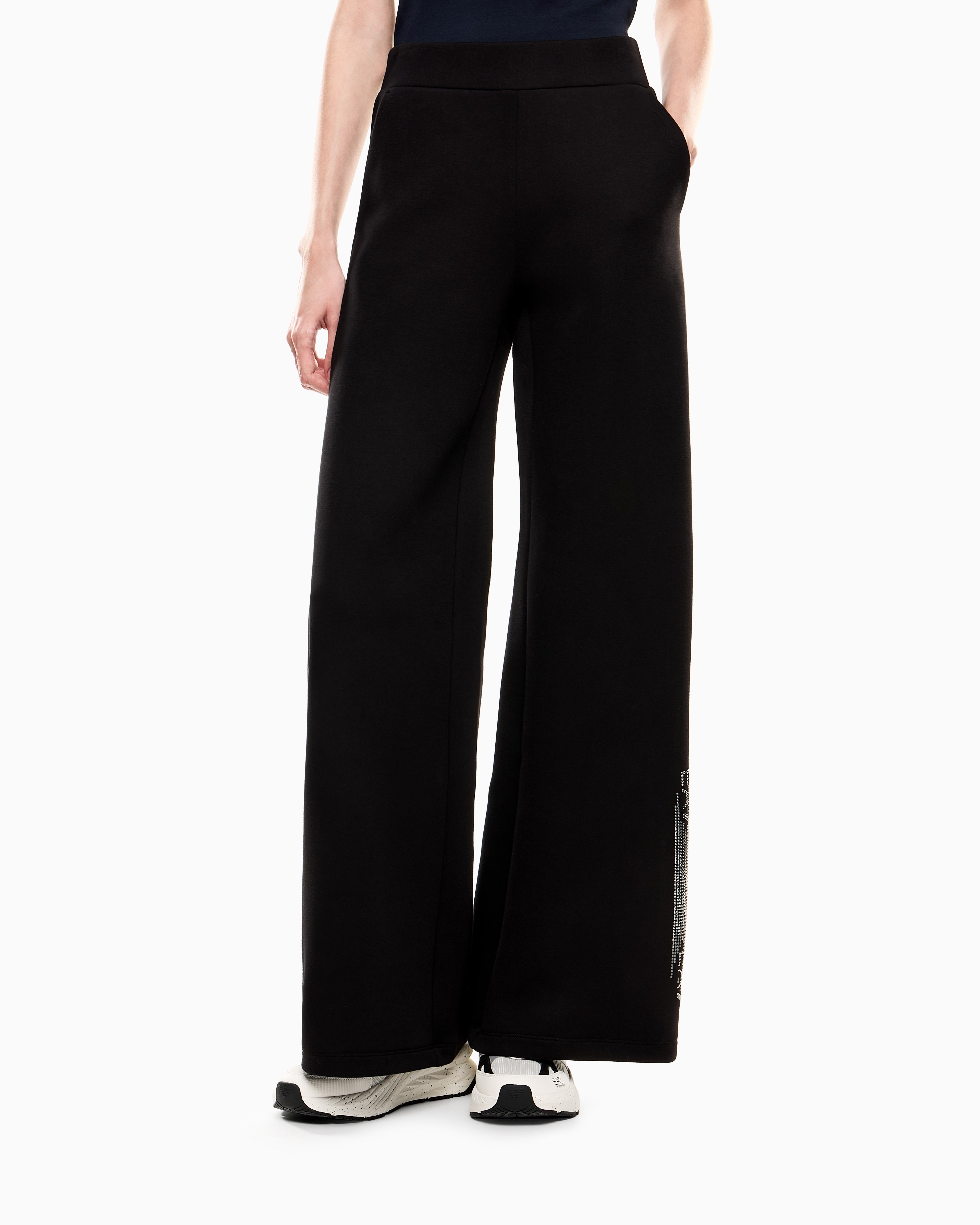 EA7 Logo Series cotton-blend wide-leg trousers