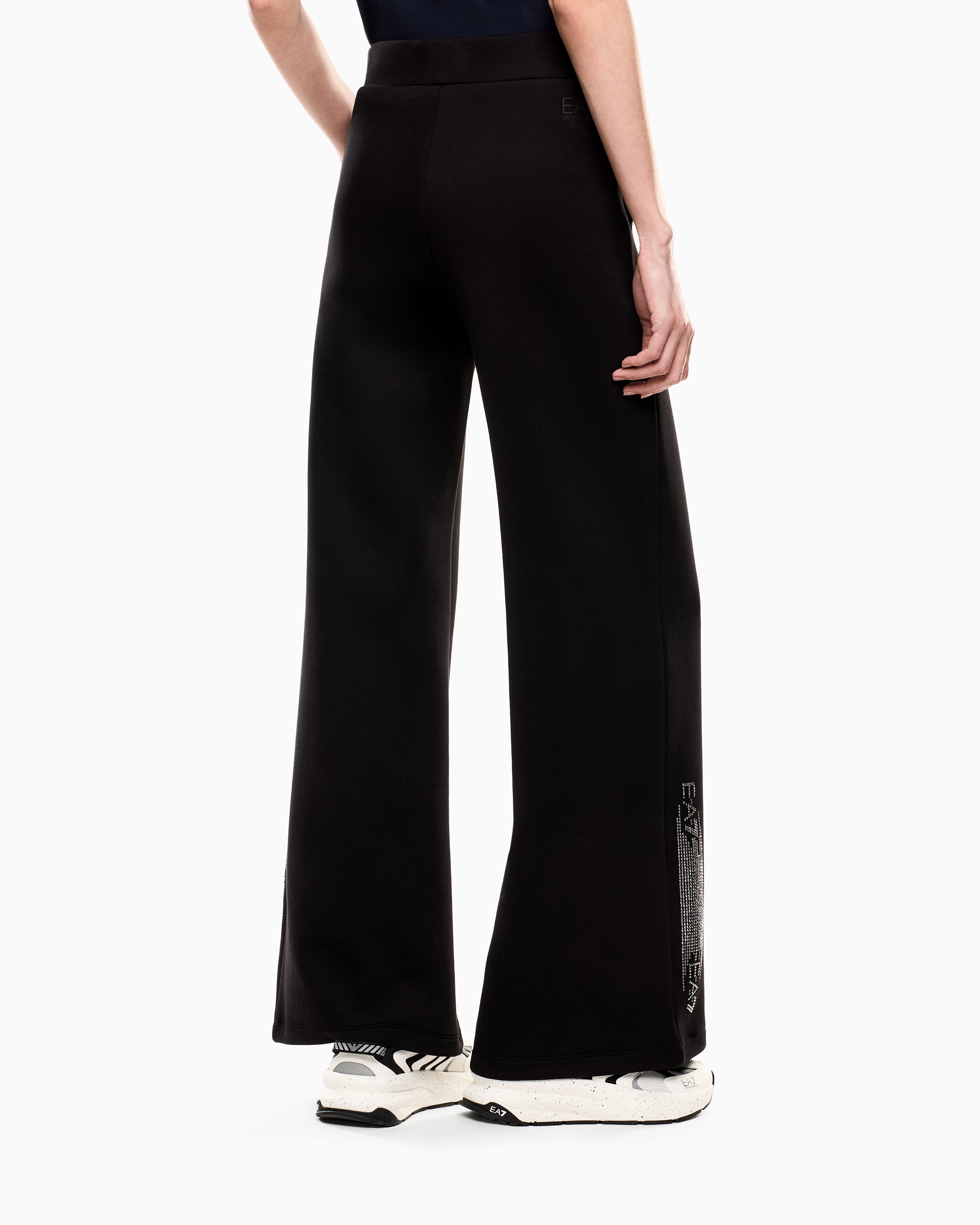 EA7 Logo Series cotton-blend wide-leg trousers