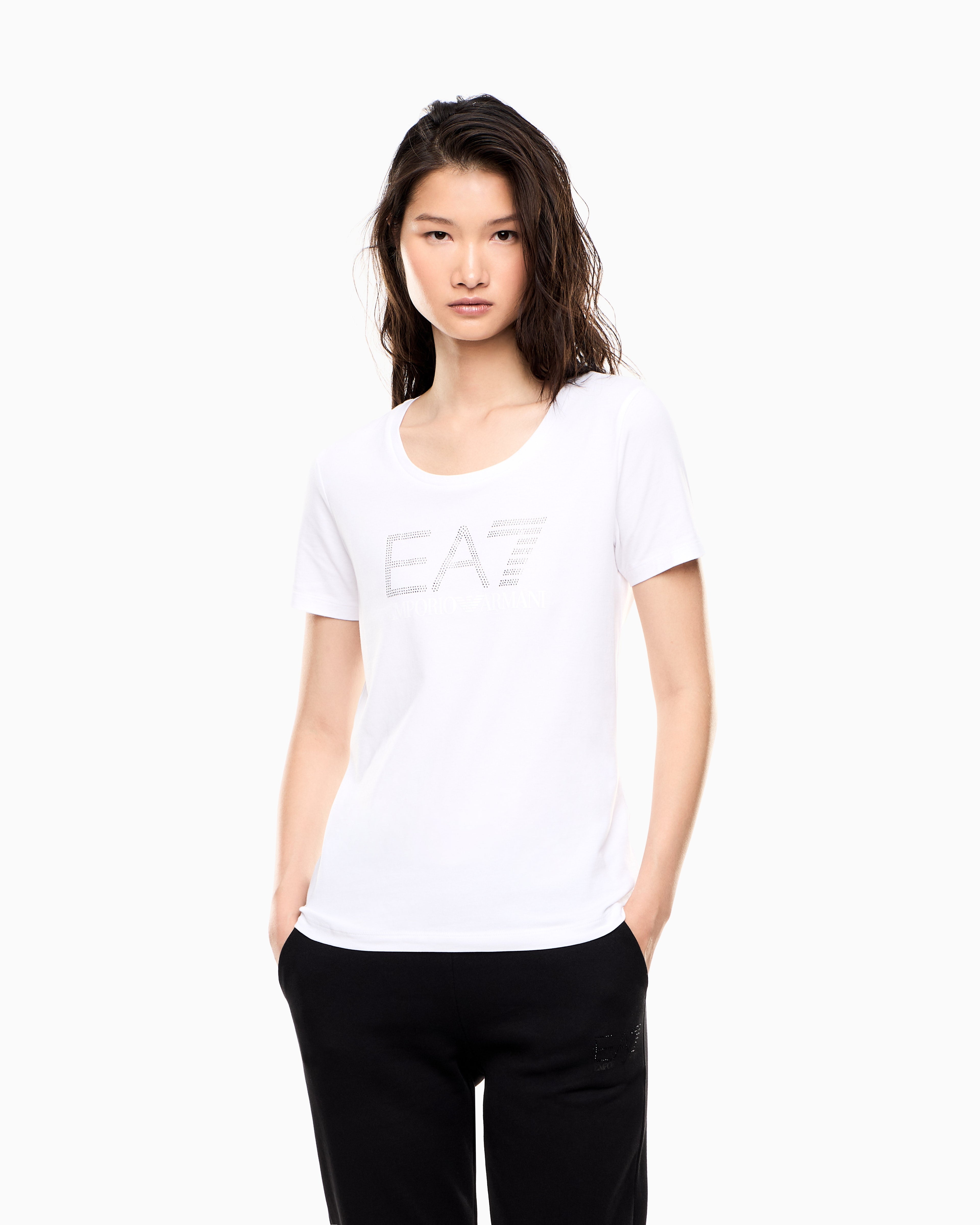 EA7 Logo Series stretch-jersey T-shirt
