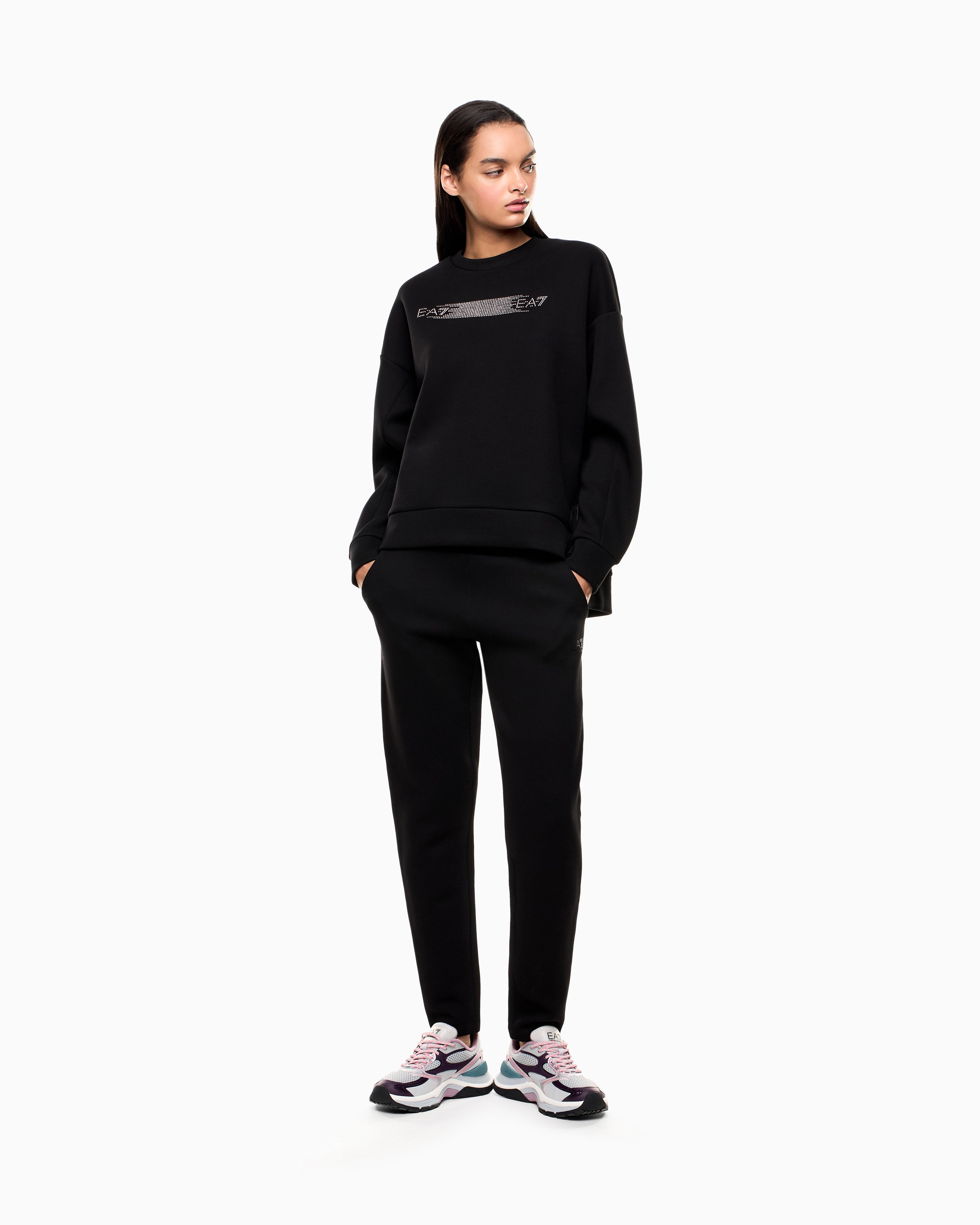 EA7 Logo Series cotton interlock tracksuit