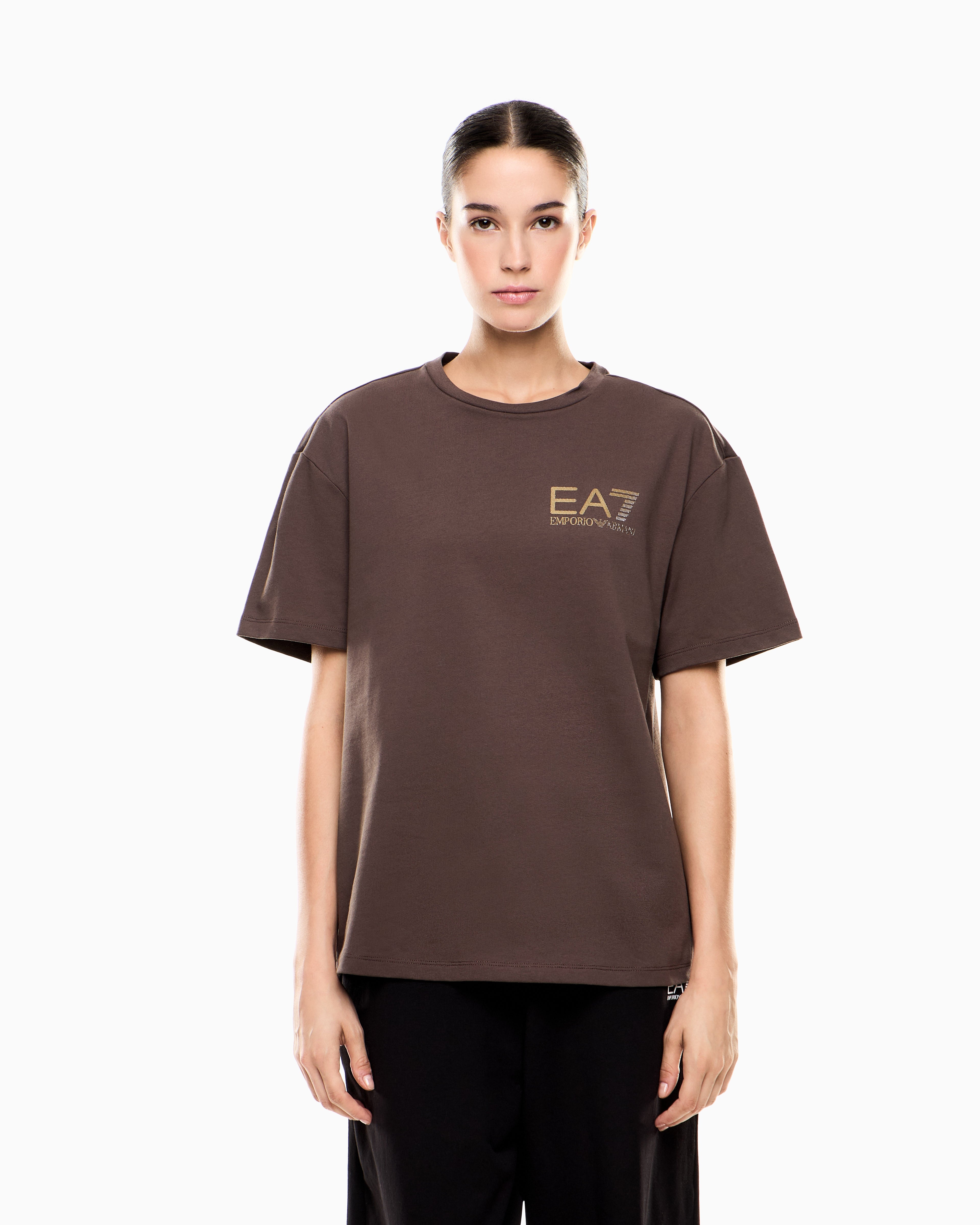 EA7 Logo Series cotton crew-neck T-shirt