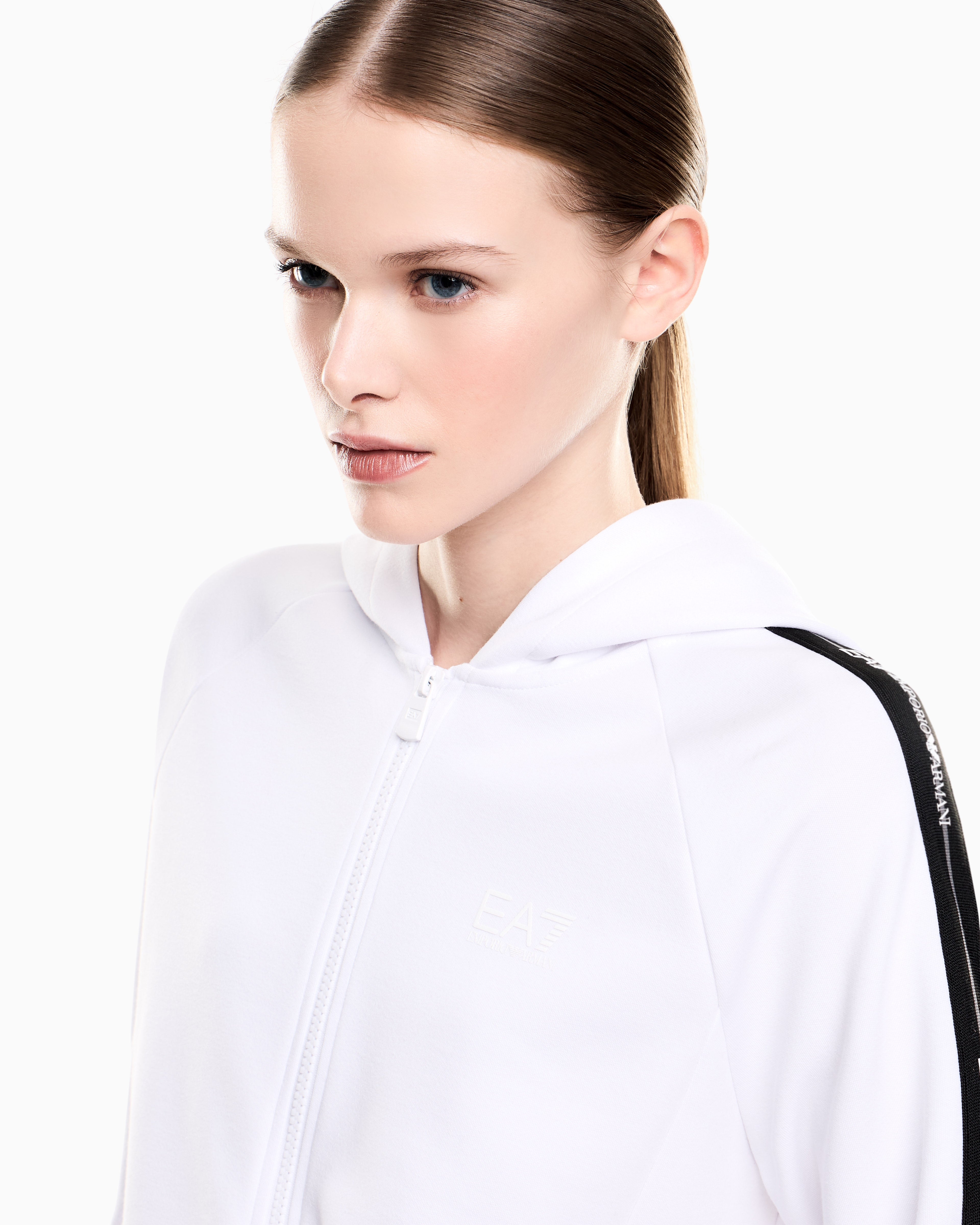 EA7 Logo Series cotton-jersey hooded sweatshirt